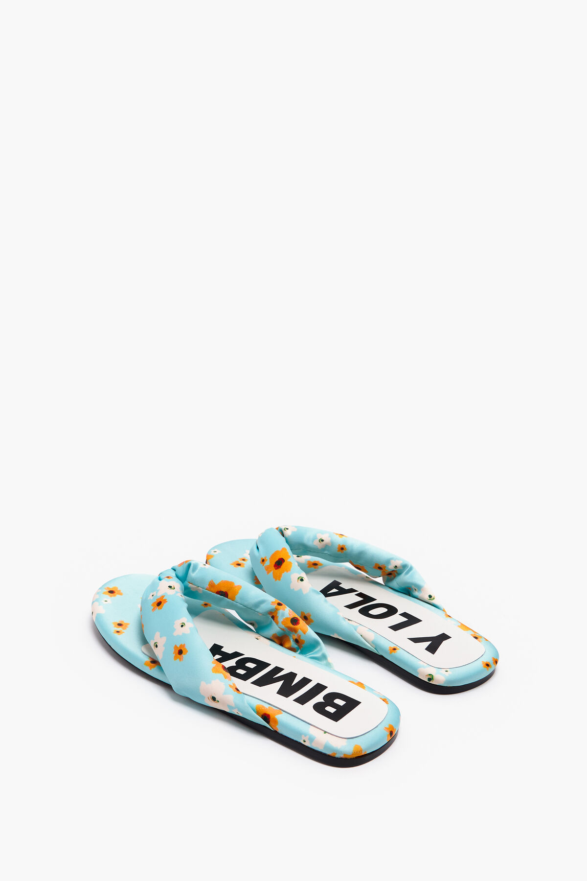 Sandalia plana tubulares print Acrylic Flowers azul