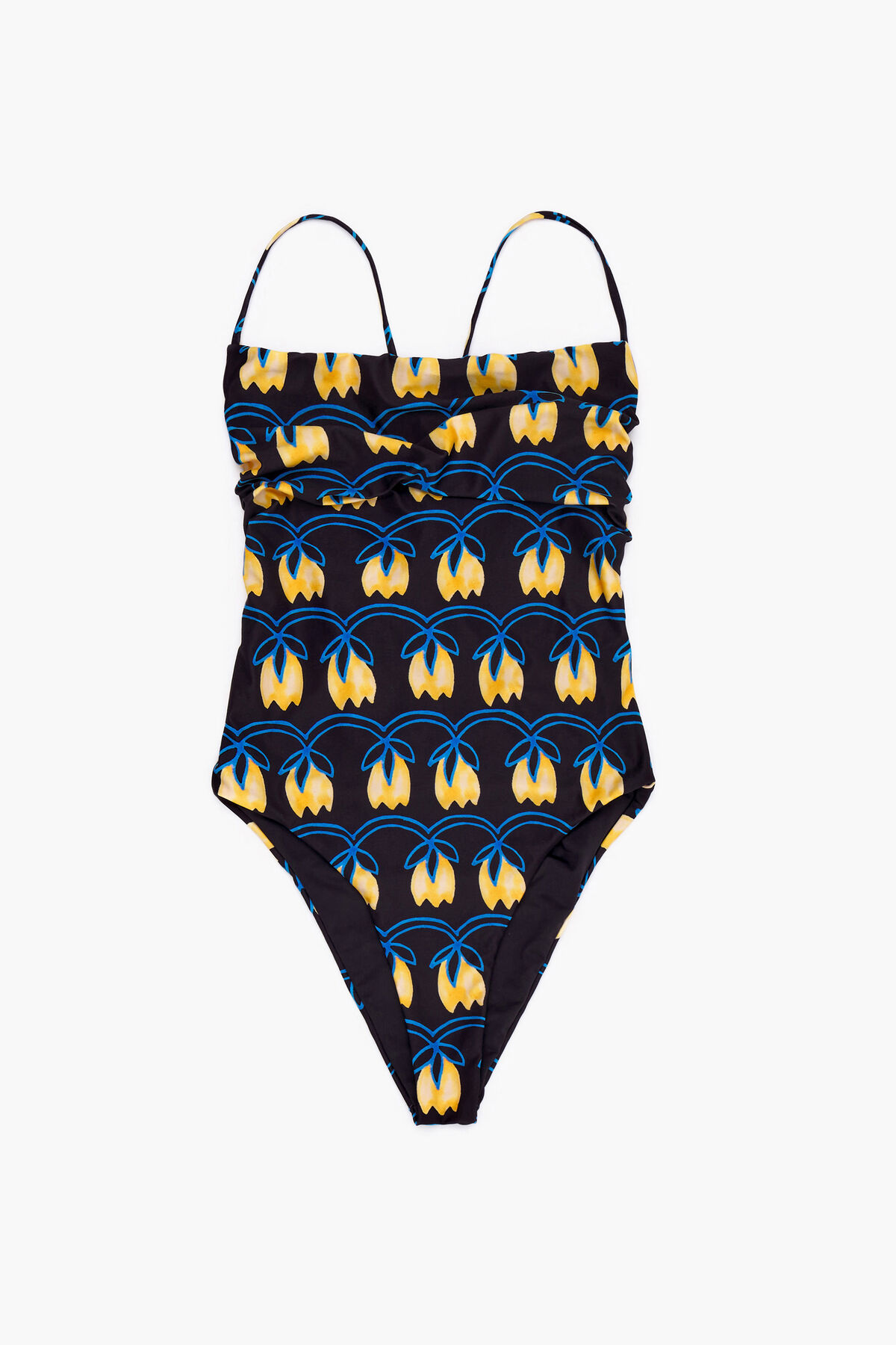 Bañador print Tulip Yellow negro