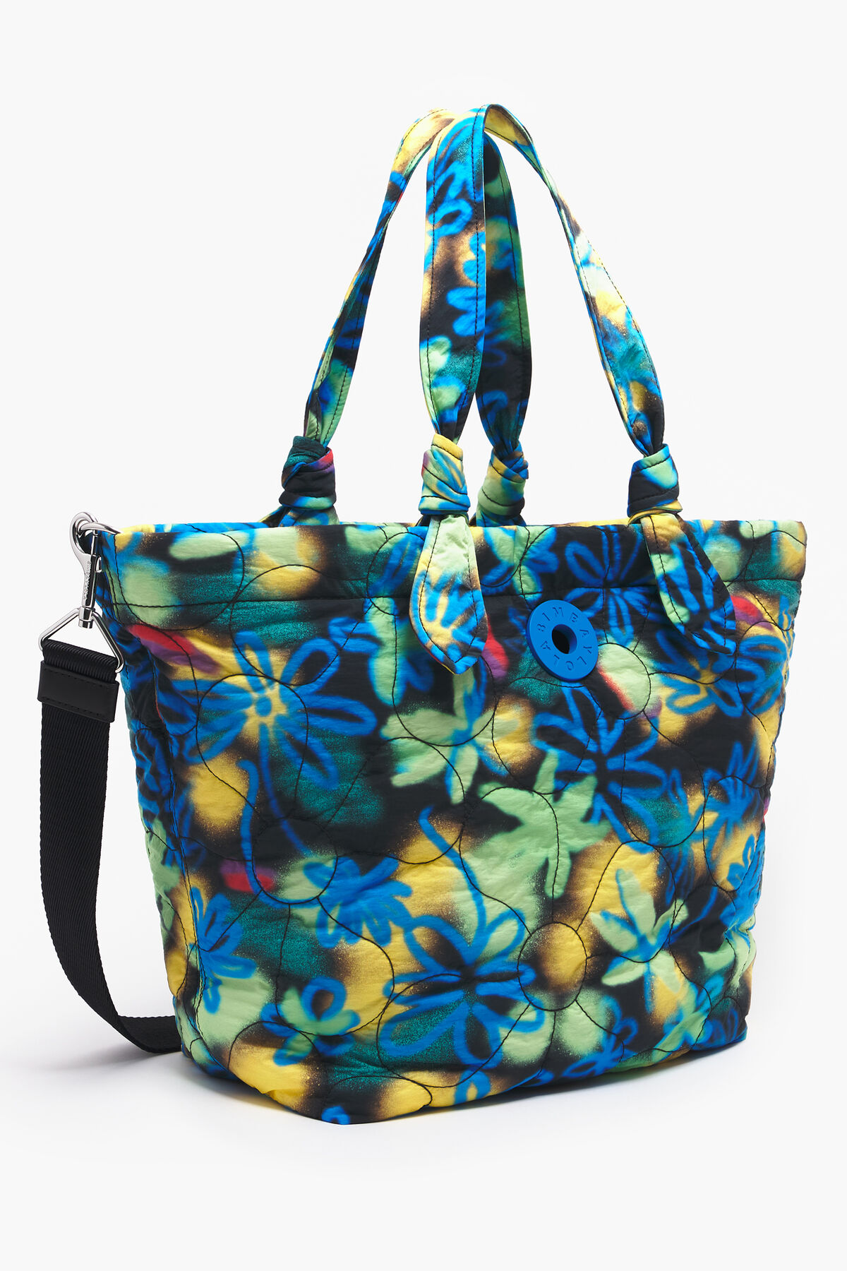 Bolso shopper XL nylon Graffiti Flowers azul