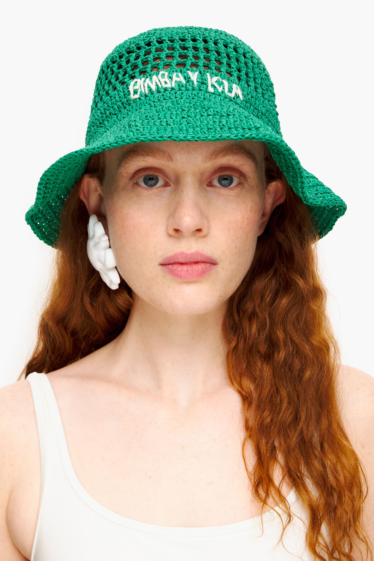 Gorro bucket rafia verde