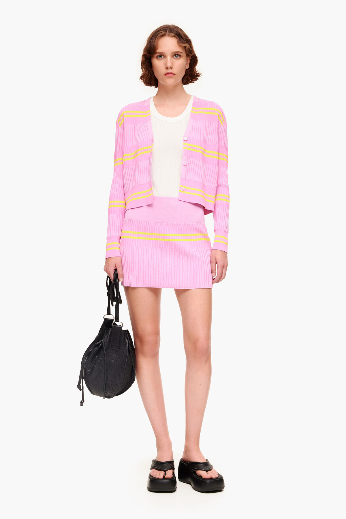 Minifalda canalé rosa