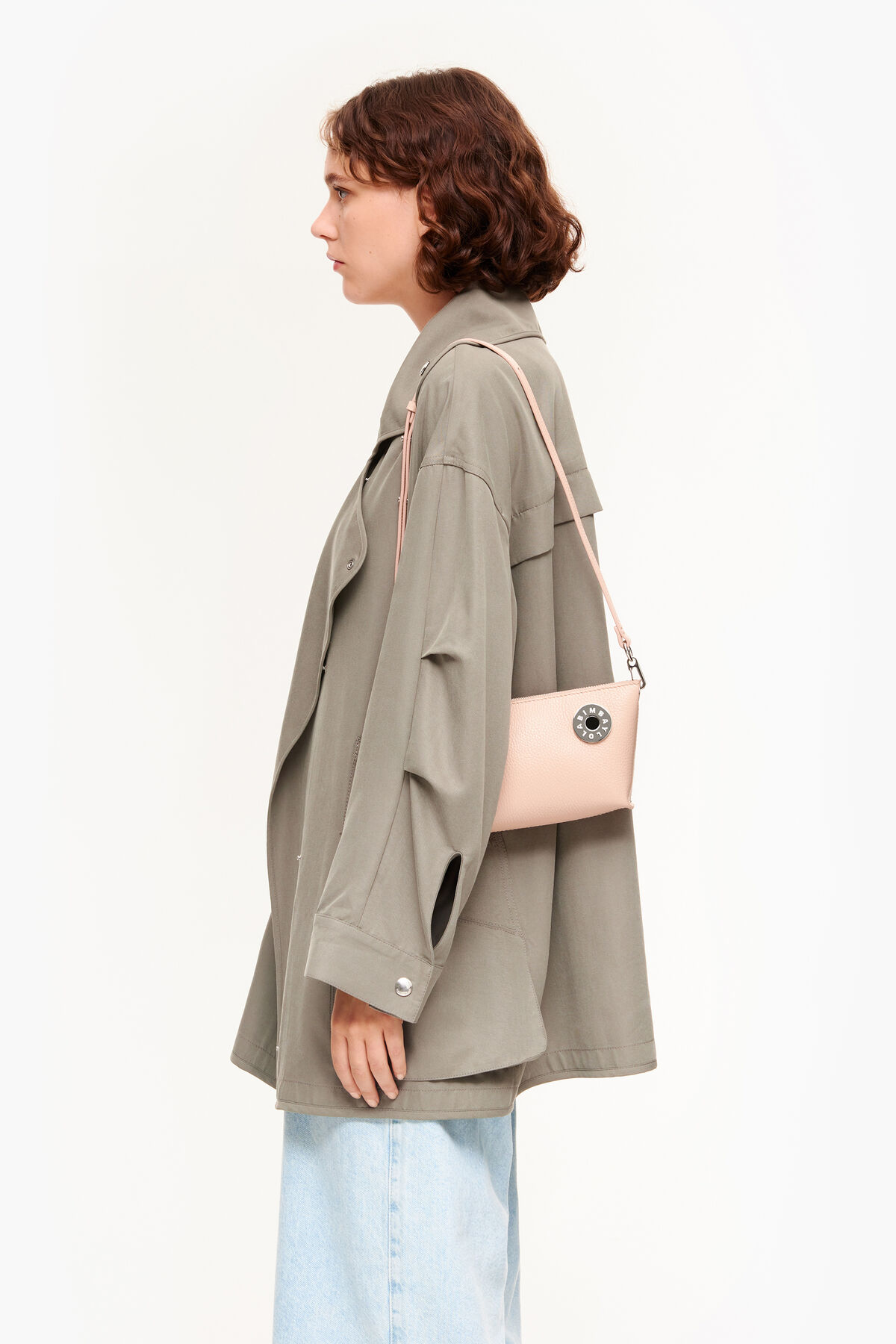 Bolso bandolera XS trapecio piel rosa claro