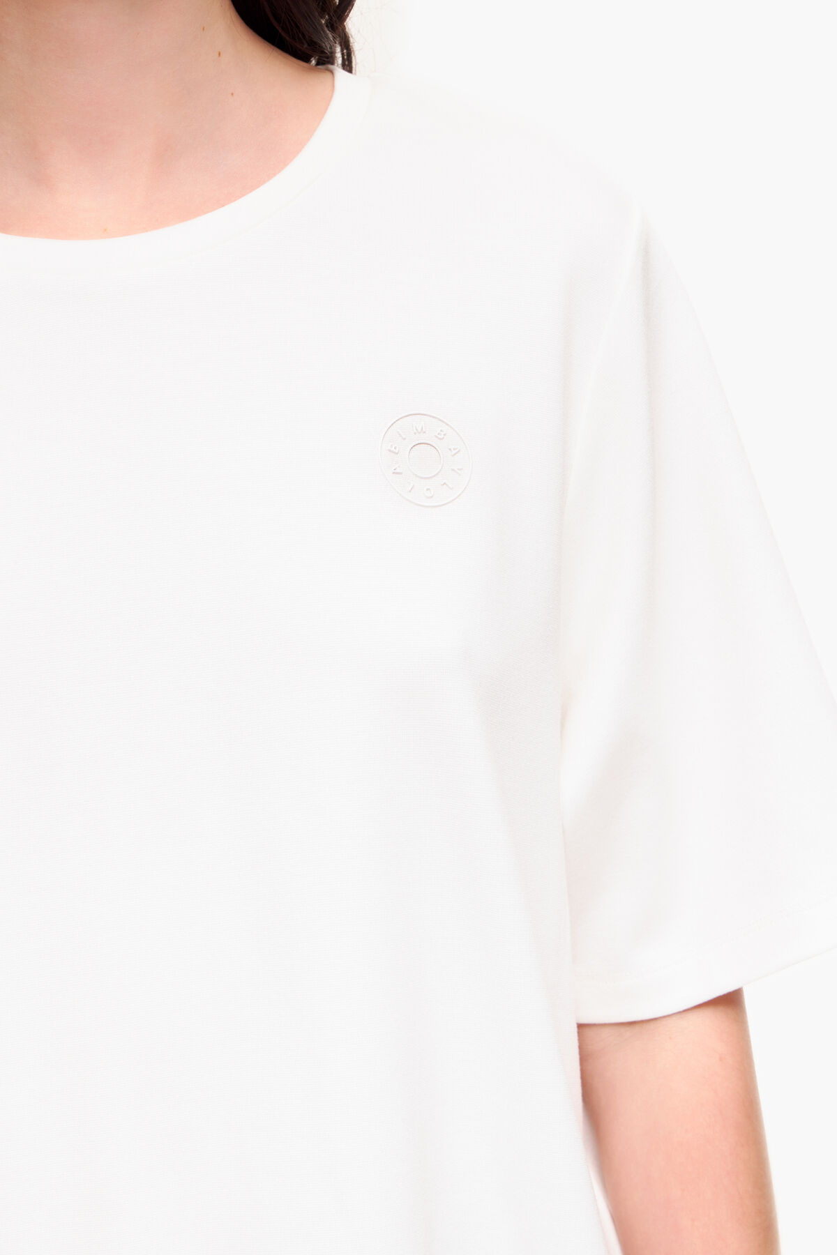 Camiseta corta punto roma marfil