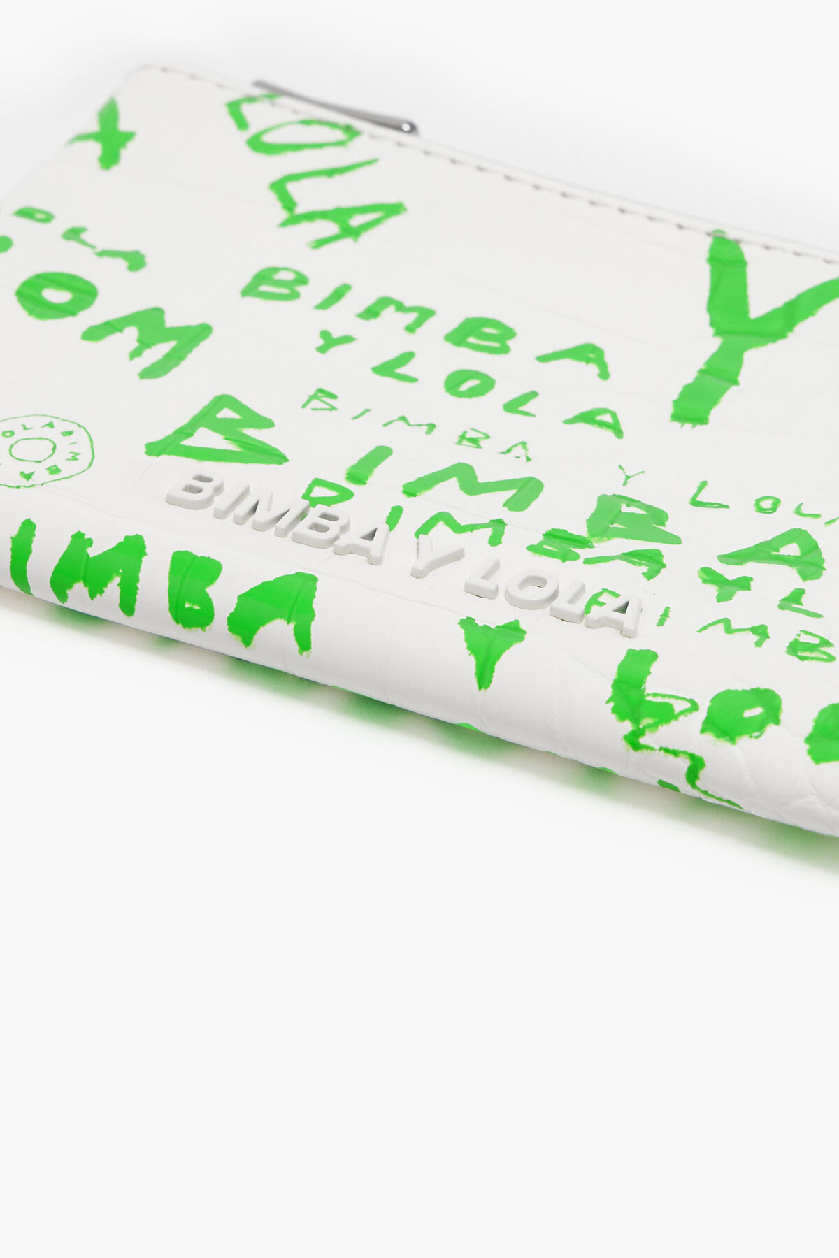 Monedero rectangular cocodrilo print blanco