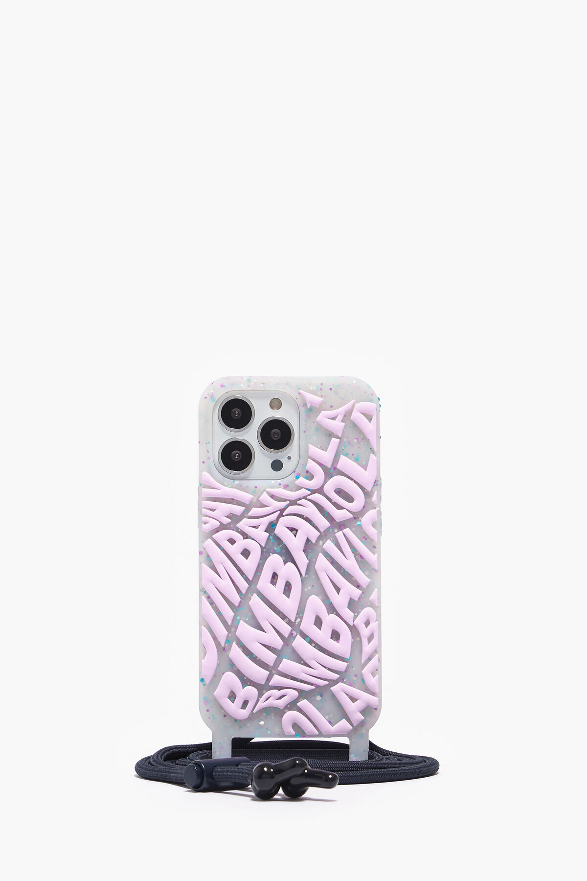 Funda iPhone 13 Pro transparente logo lila