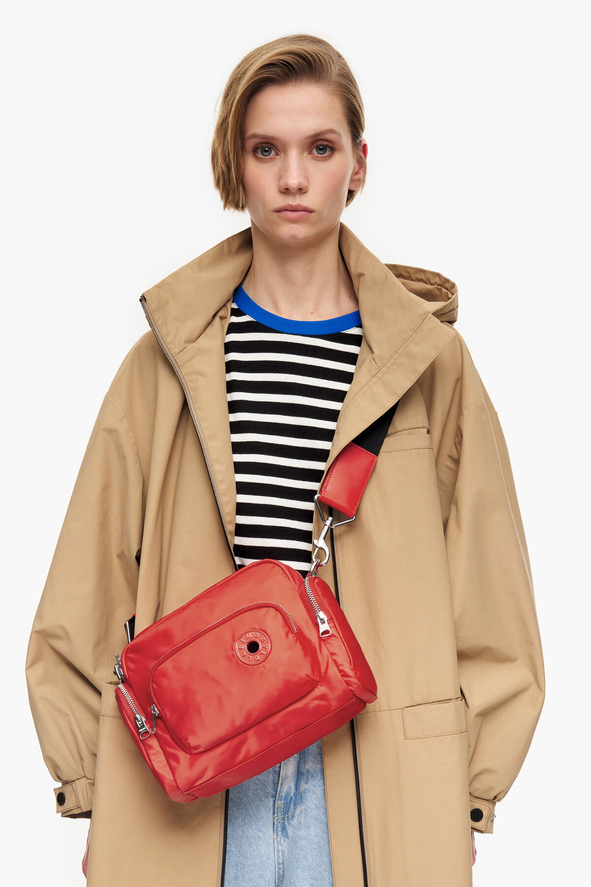 Bolso bandolera M nylon rojo