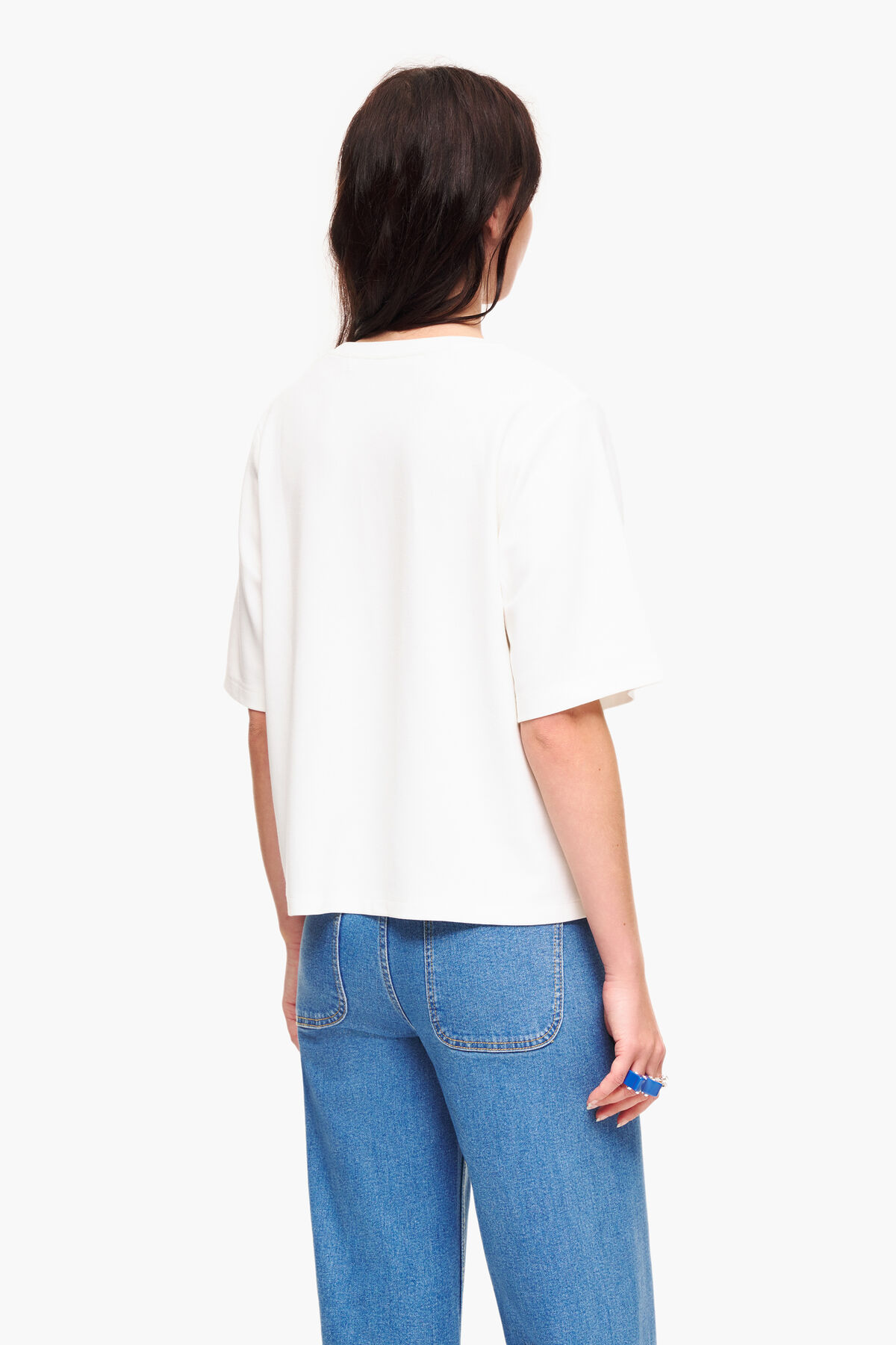 Camiseta corta punto roma marfil