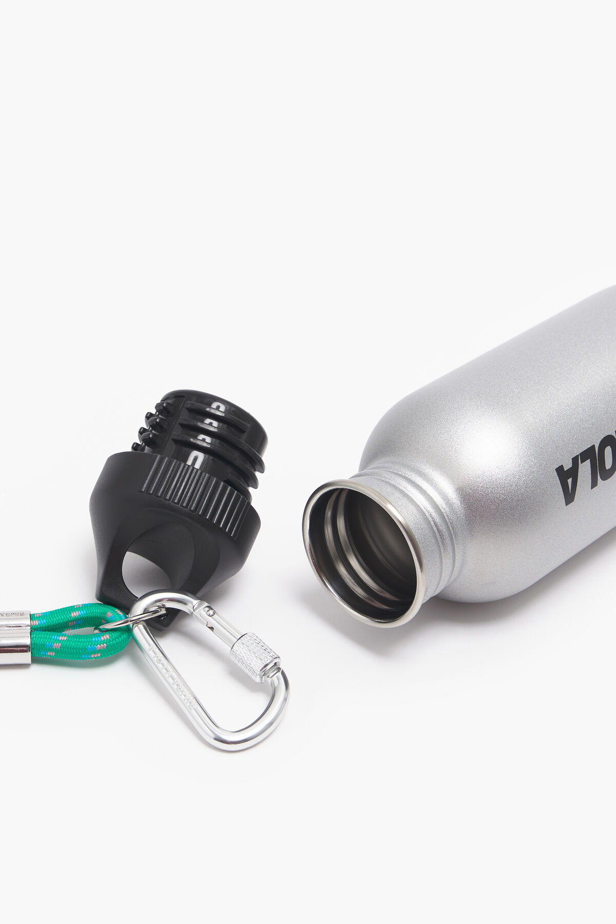Botella acero inoxidable logo plata