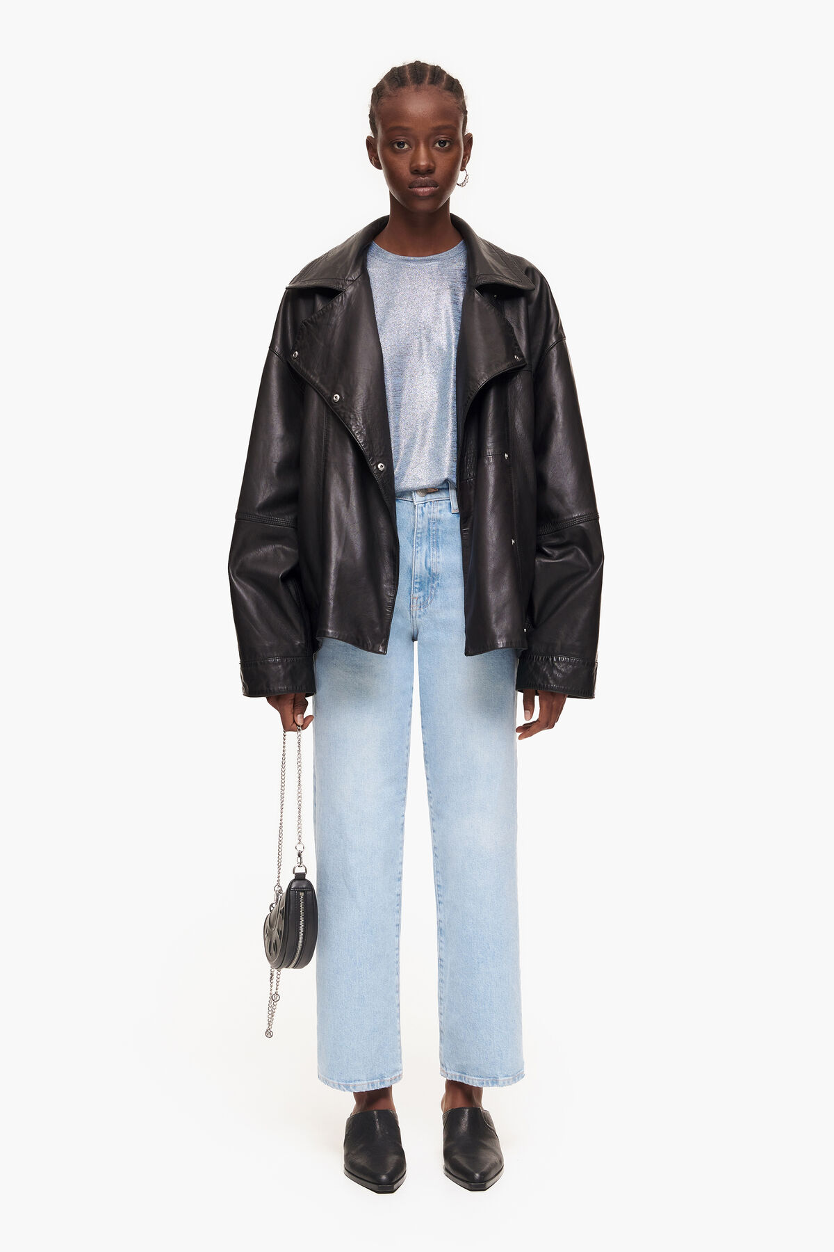 Camiseta corta fluida azul foil