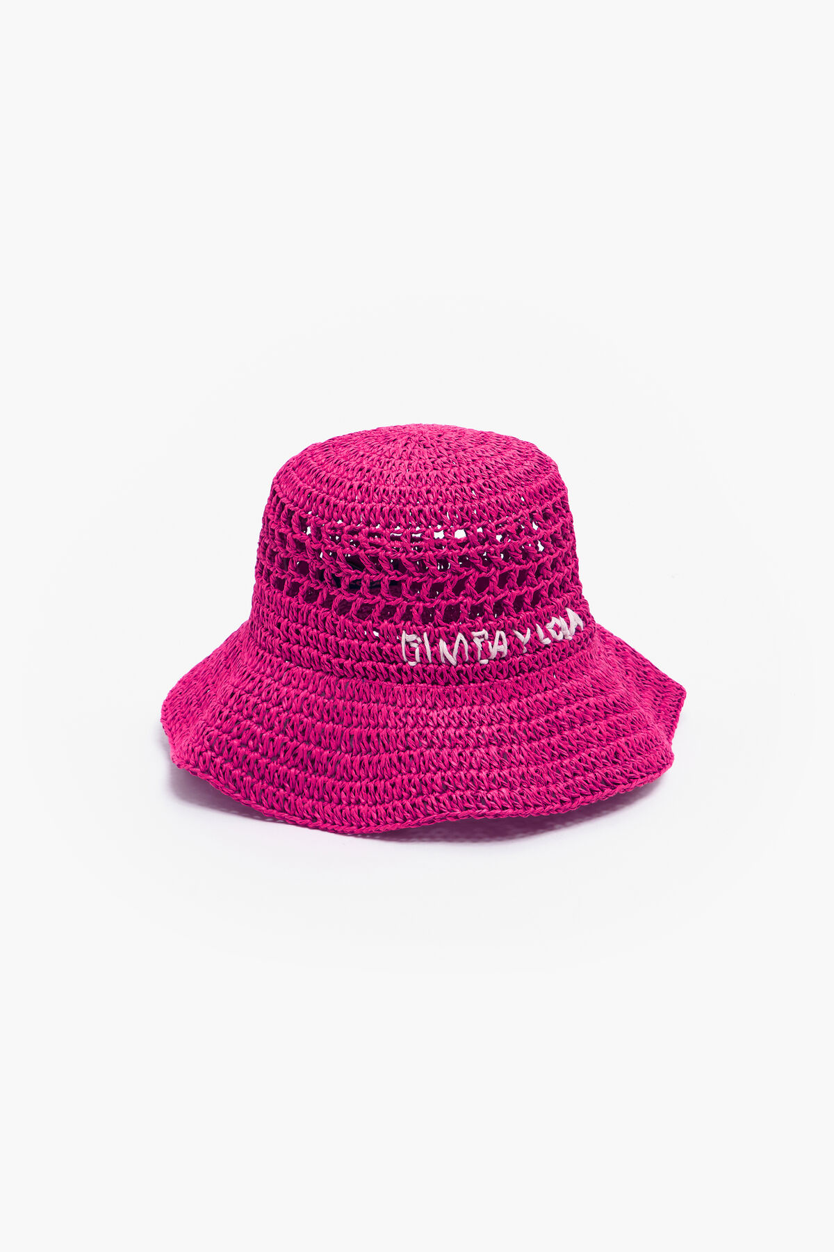 Gorro bucket rafia rosa