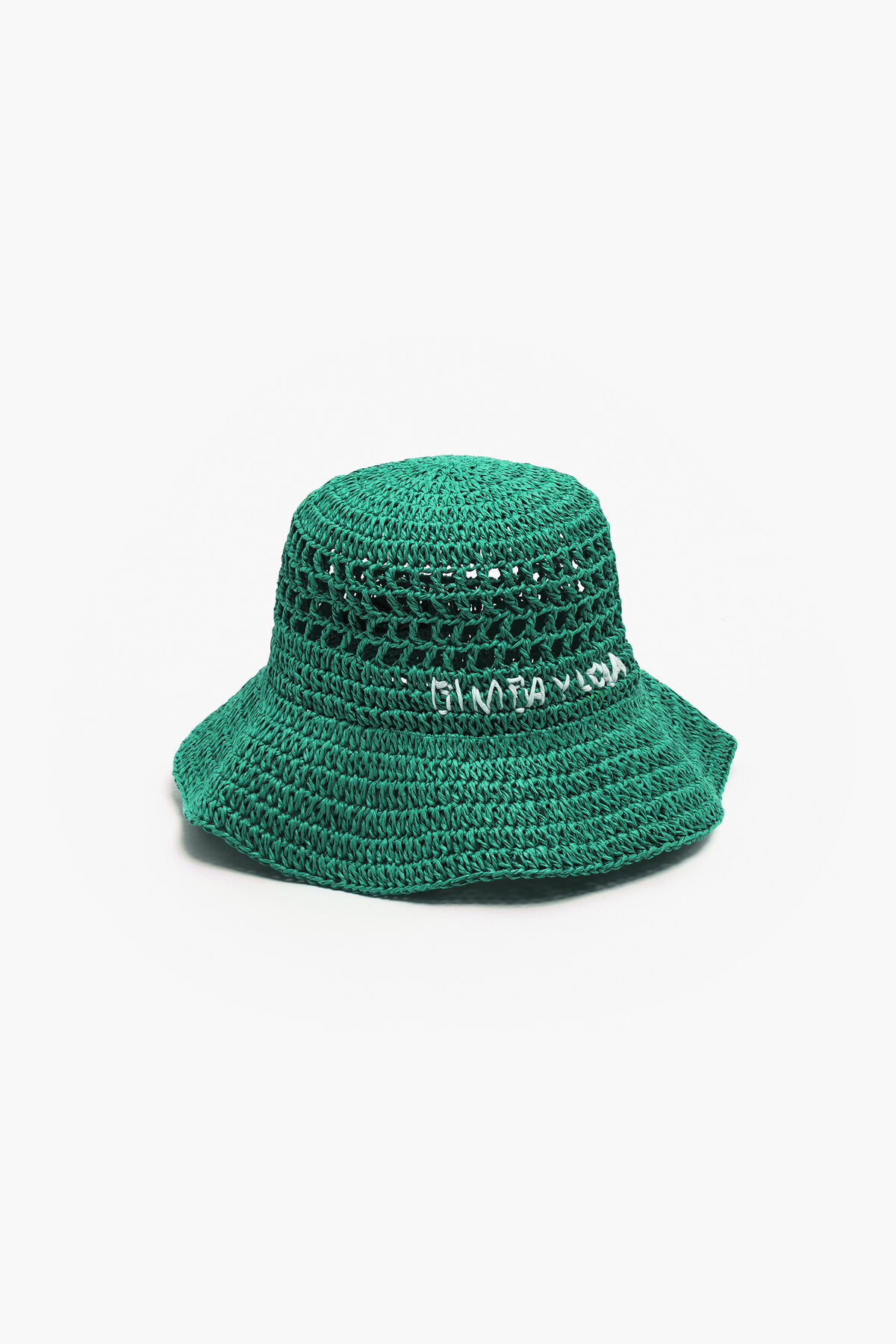 Gorro bucket rafia verde