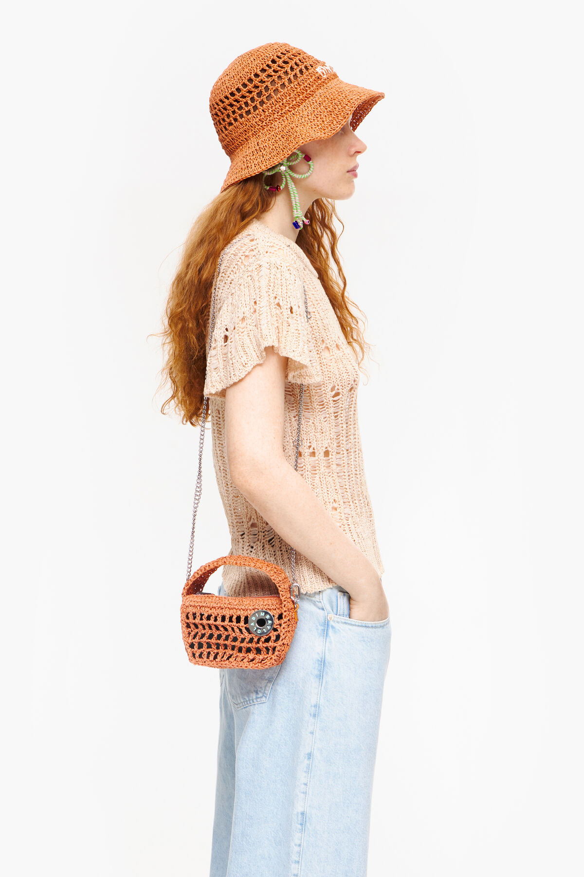 Bolso hobo XS rafia naranja