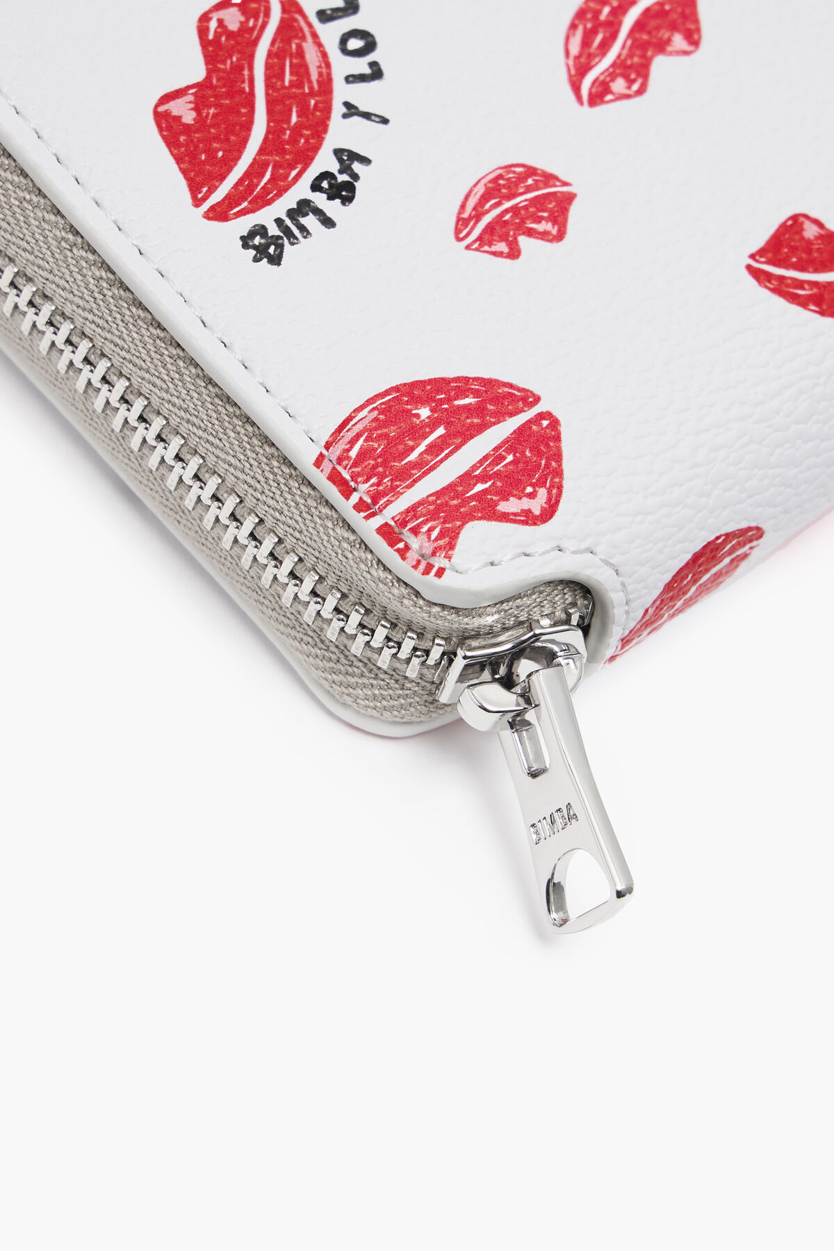 Billetera libro textura print labios blanca