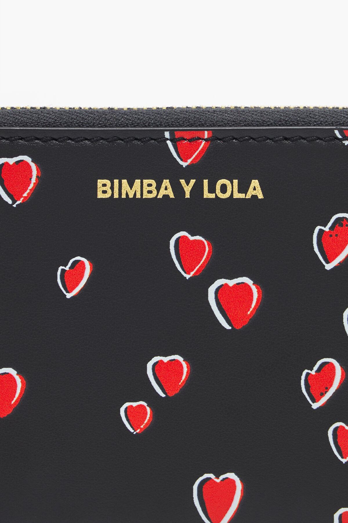 Billetera libro piel print Small Hearts negra