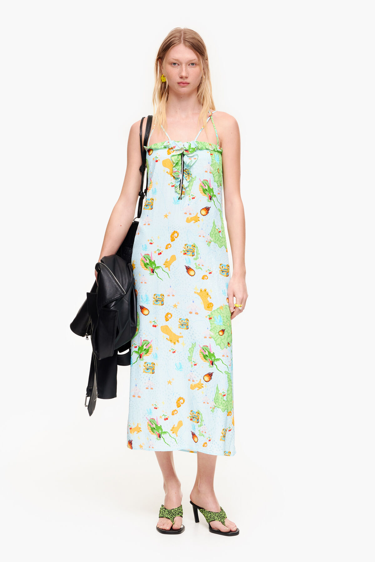 Vestido fluido print Vigo Game azul