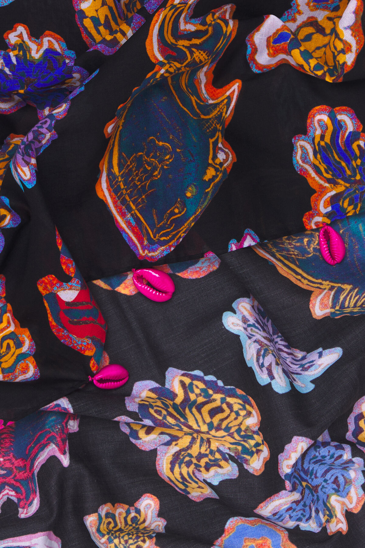 Pareo corto algodón Fish Sea negro