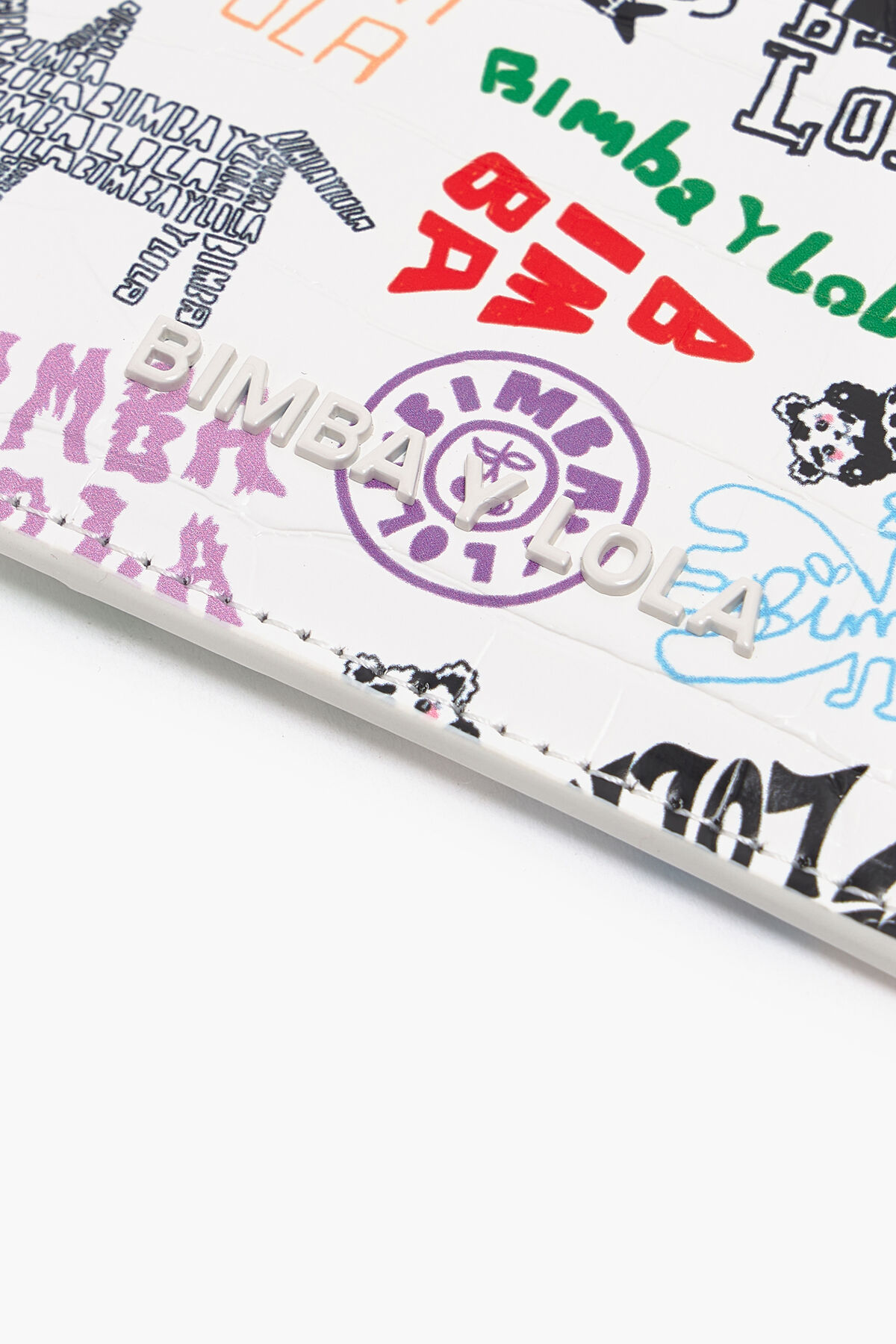 Tarjetero cocodrilo print blanco