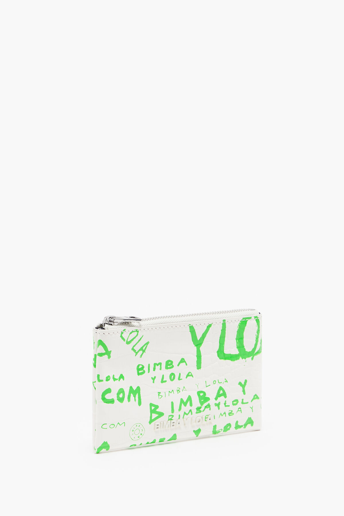 Monedero rectangular cocodrilo print blanco