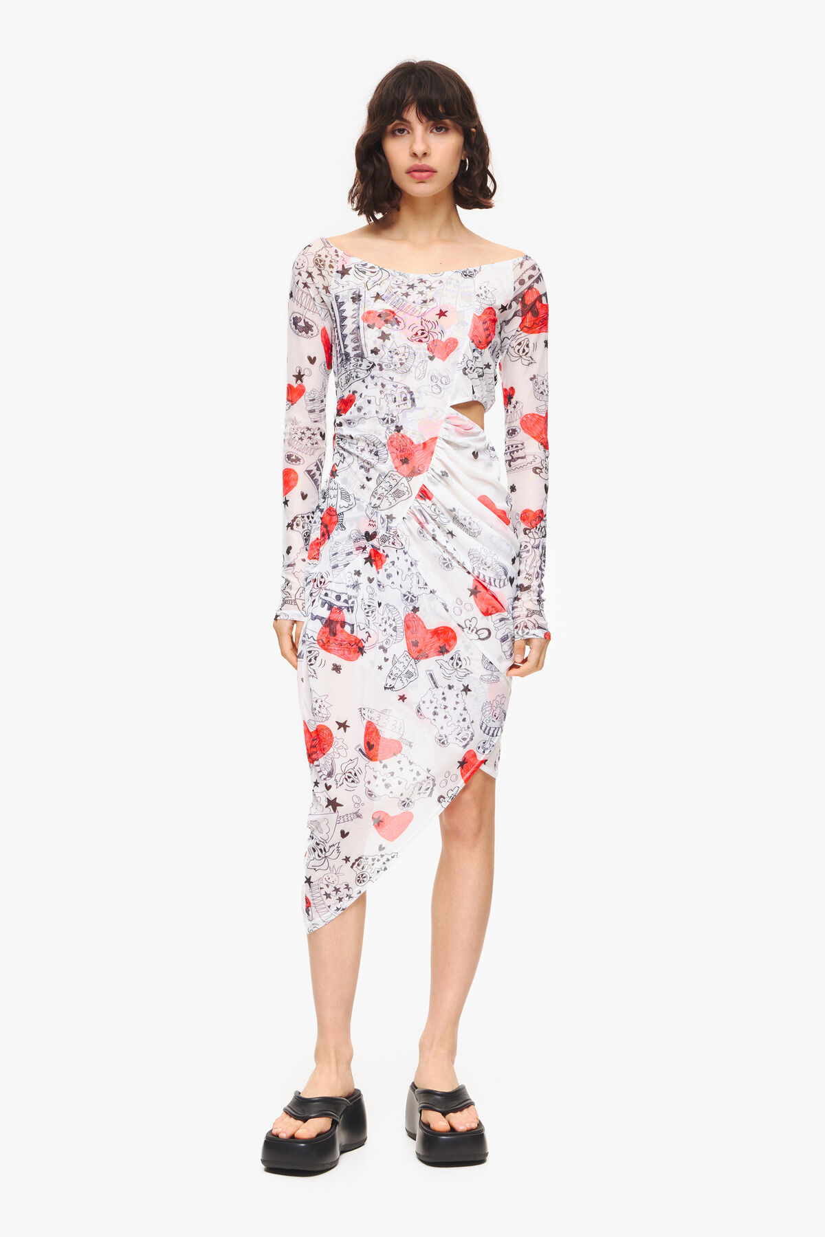 Vestido ajustado midi print Nickname Heart