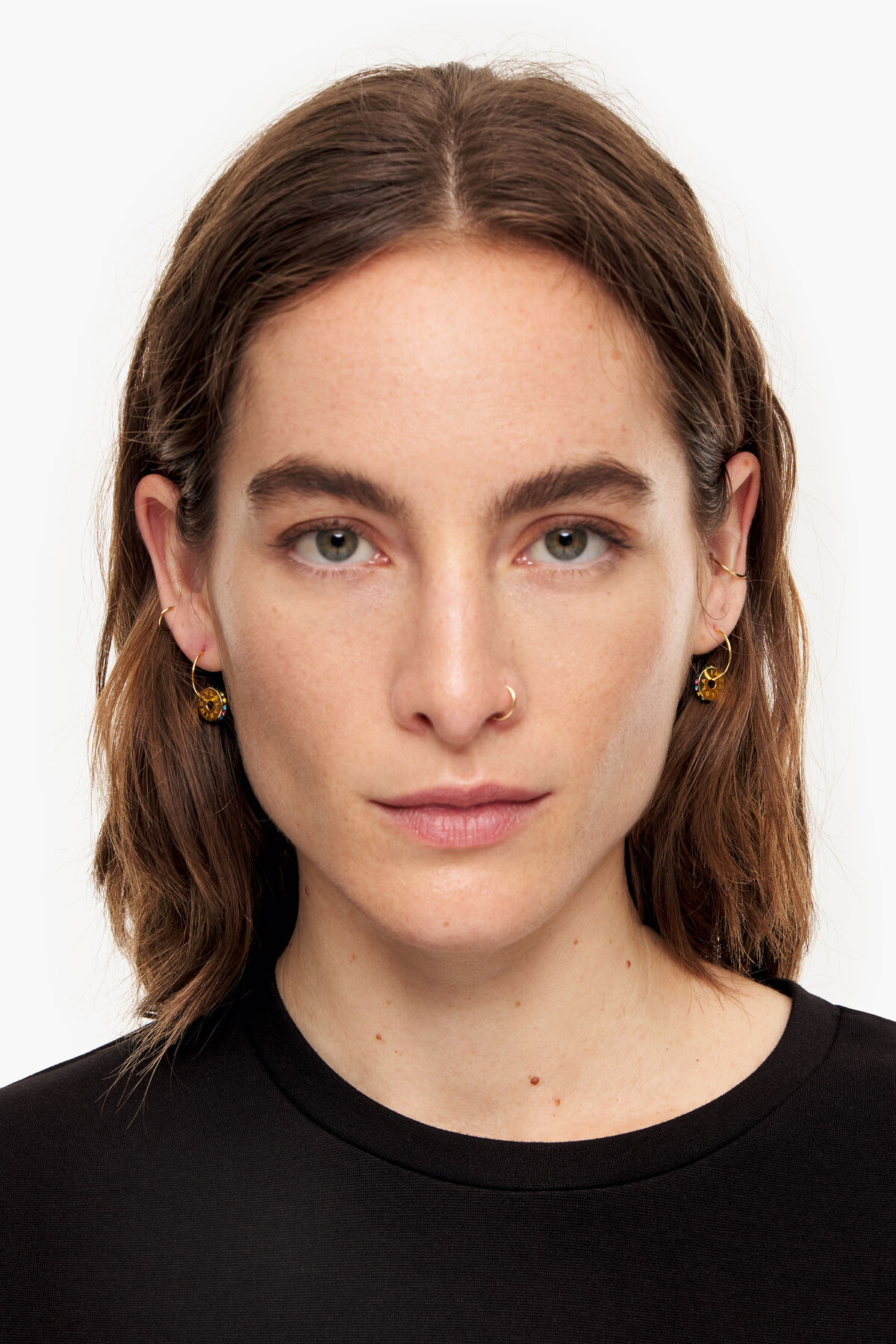 Pendientes aro pequeño rosas