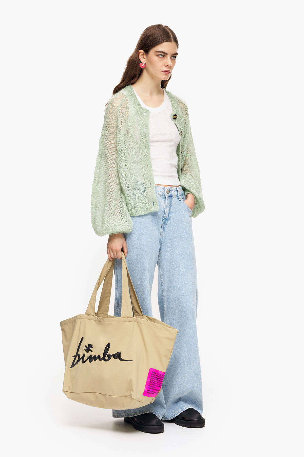 Cárdigan calados mohair menta