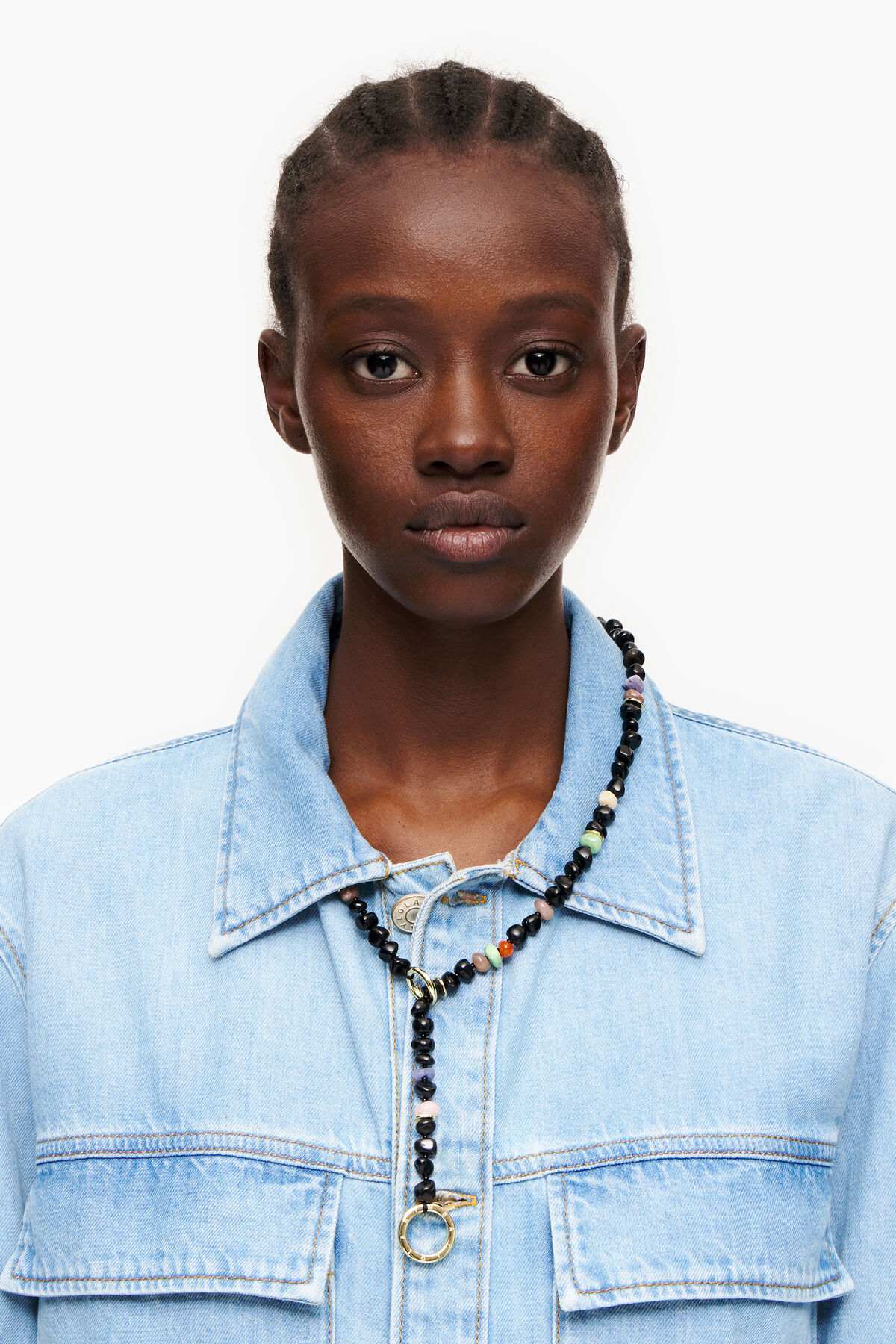 Collar largo piedras negro