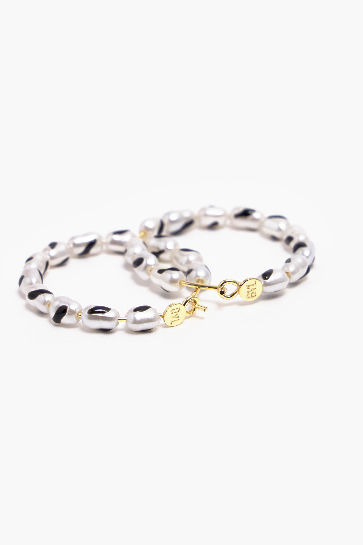 Pendientes aro mediano perlas negros