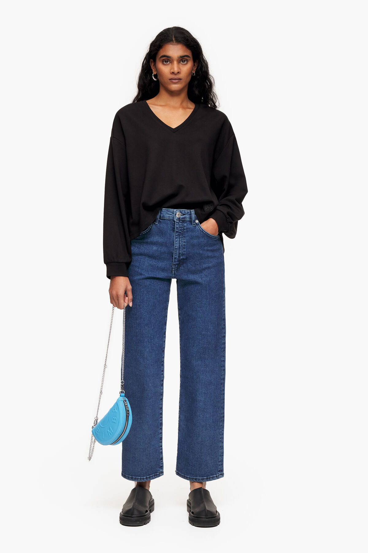 STRAIGHT CROPPED - Vaquero recto azul oscuro