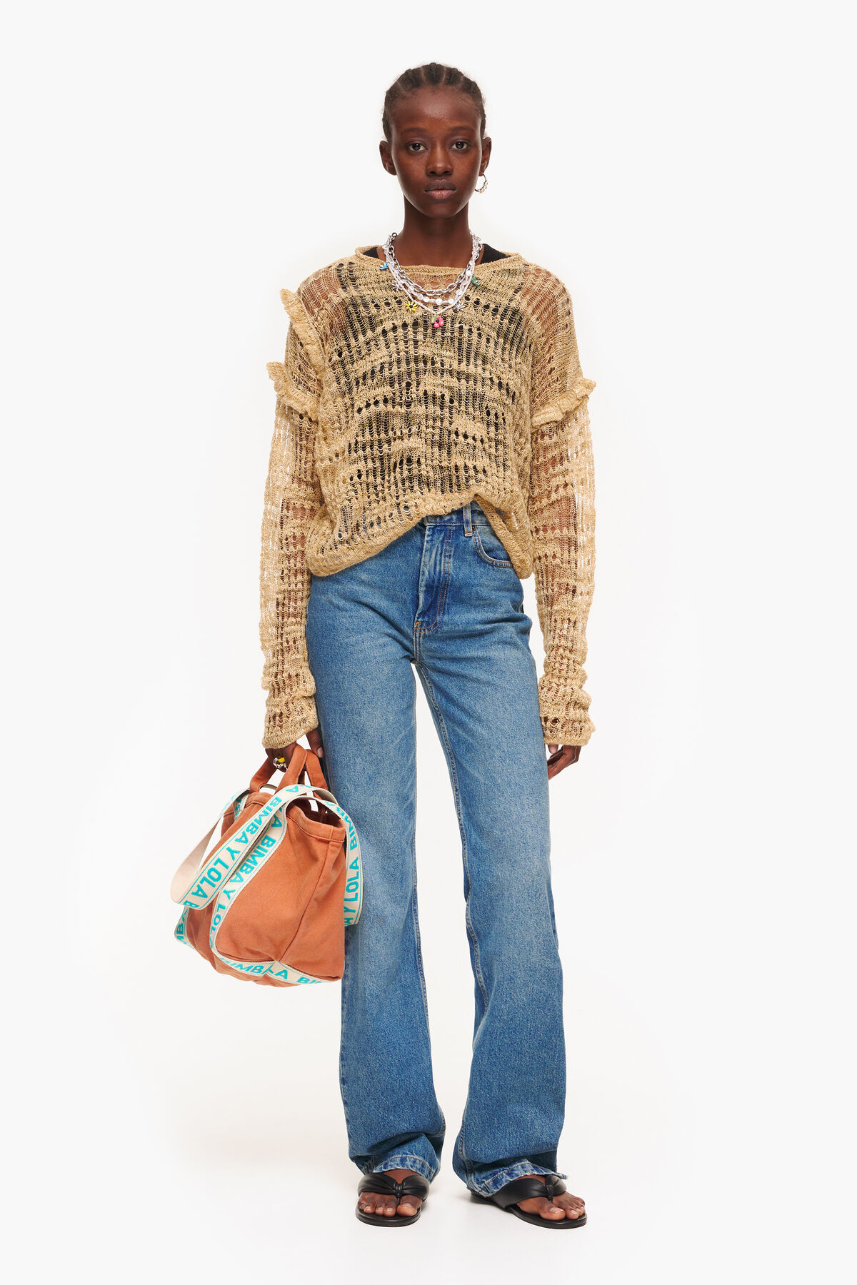 Jersey calados lino camel