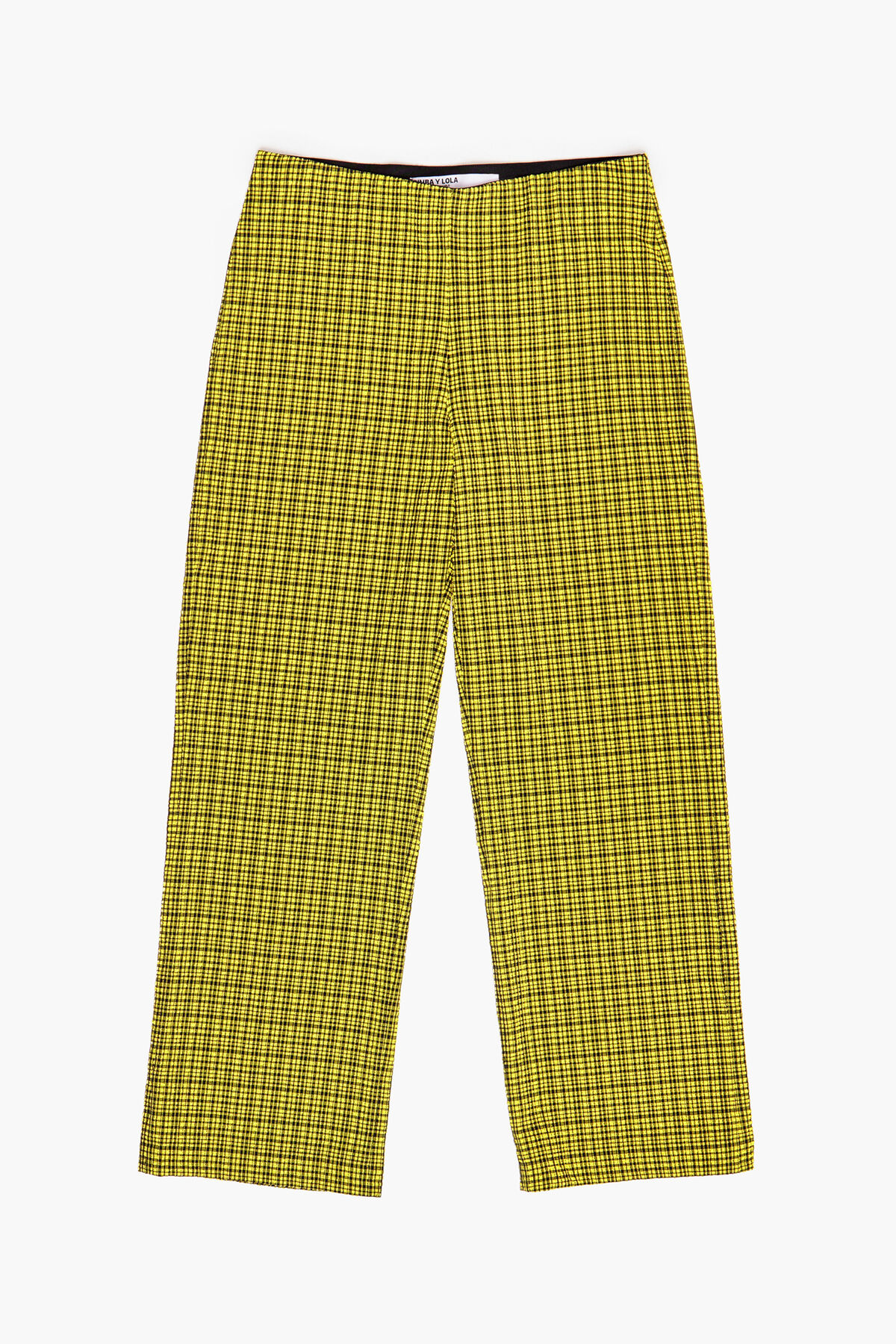 Pantalón tejido vichy amarillo