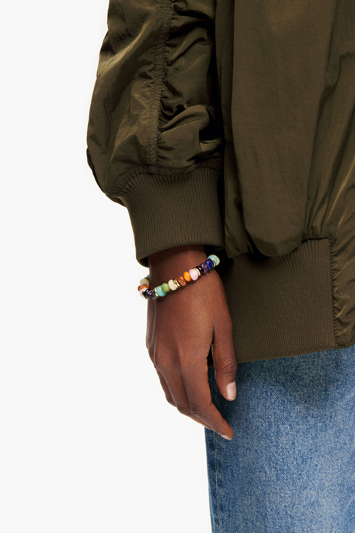 Pulsera piedras multicolores dorada