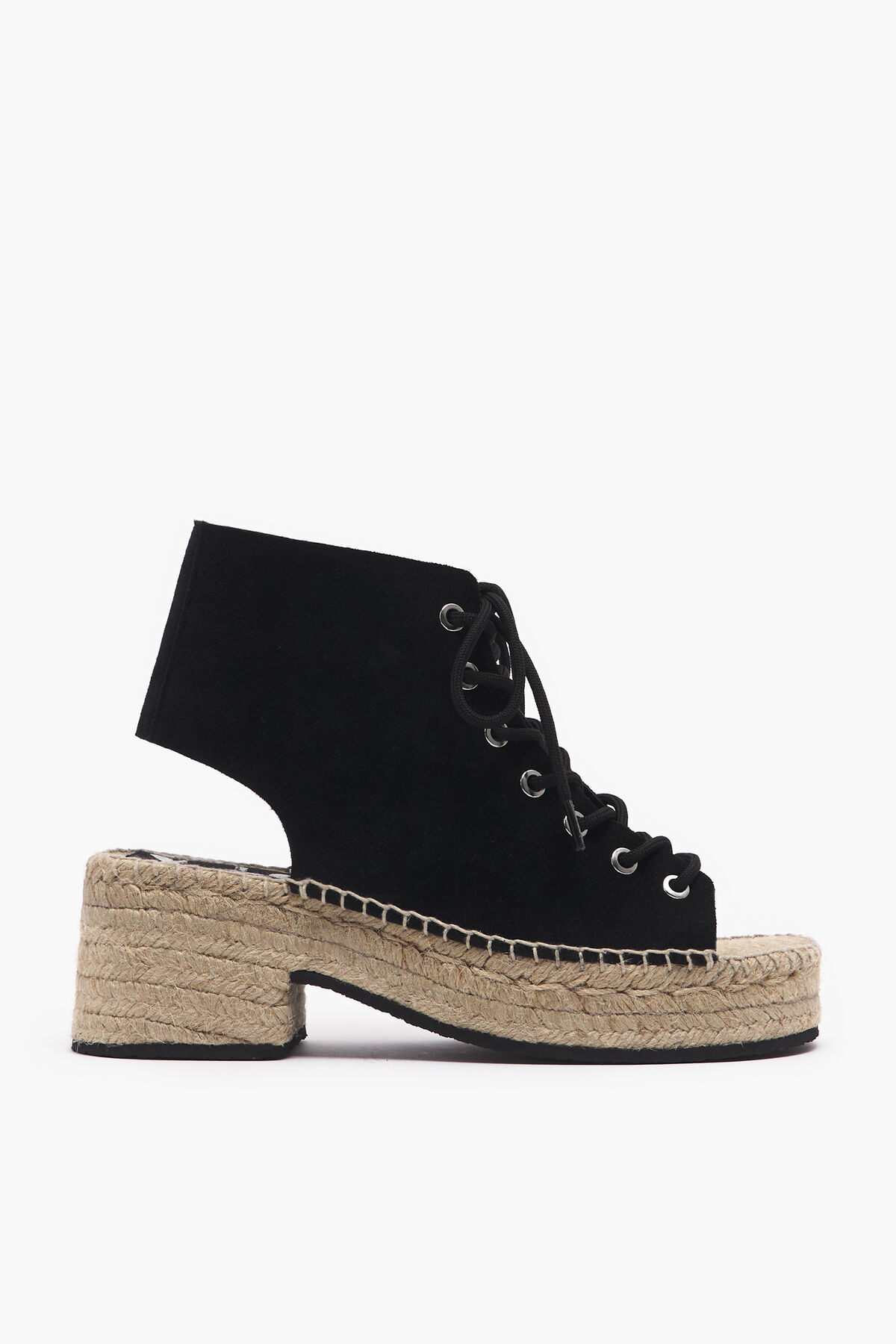 Sandalia tacón serraje negro