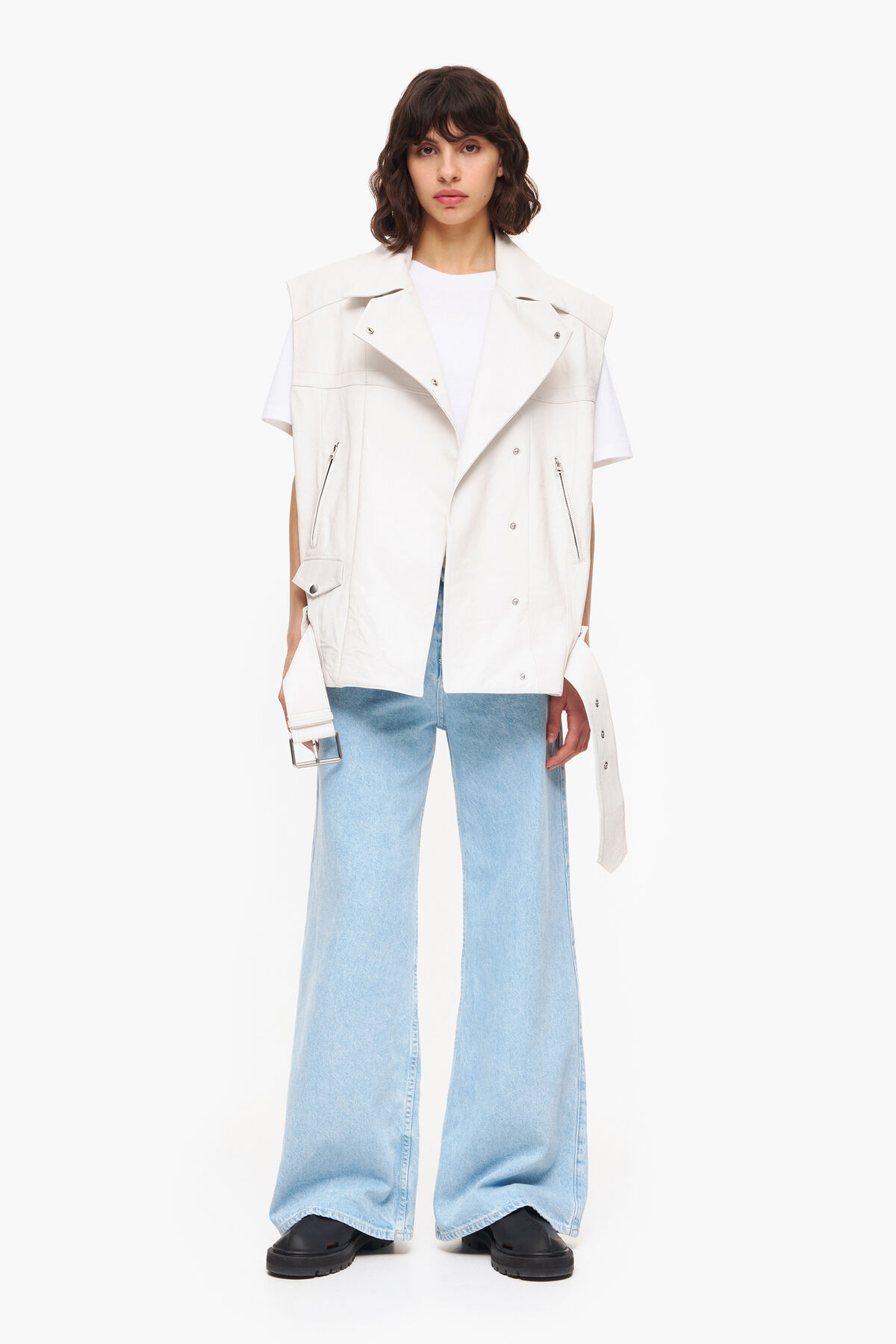 Chaleco biker piel crudo