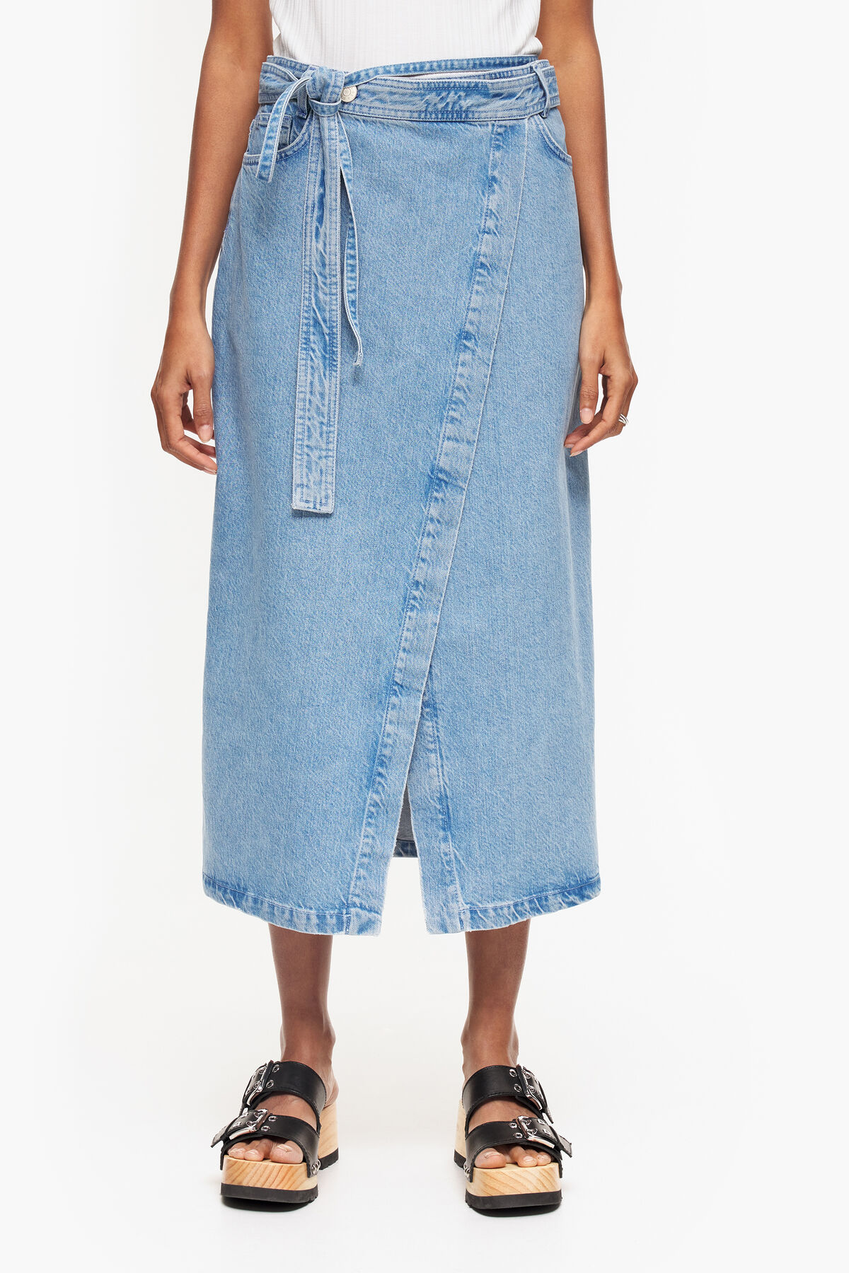 Falda pareo denim midi azul