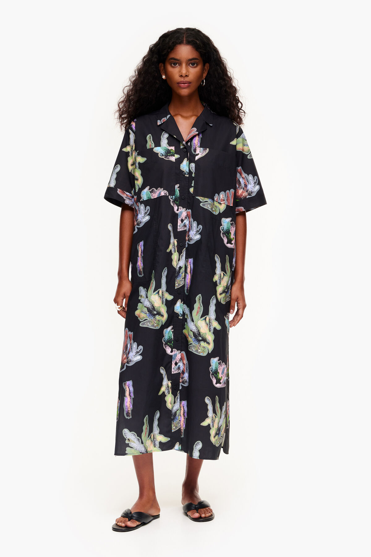 Vestido camisero print Coral gris