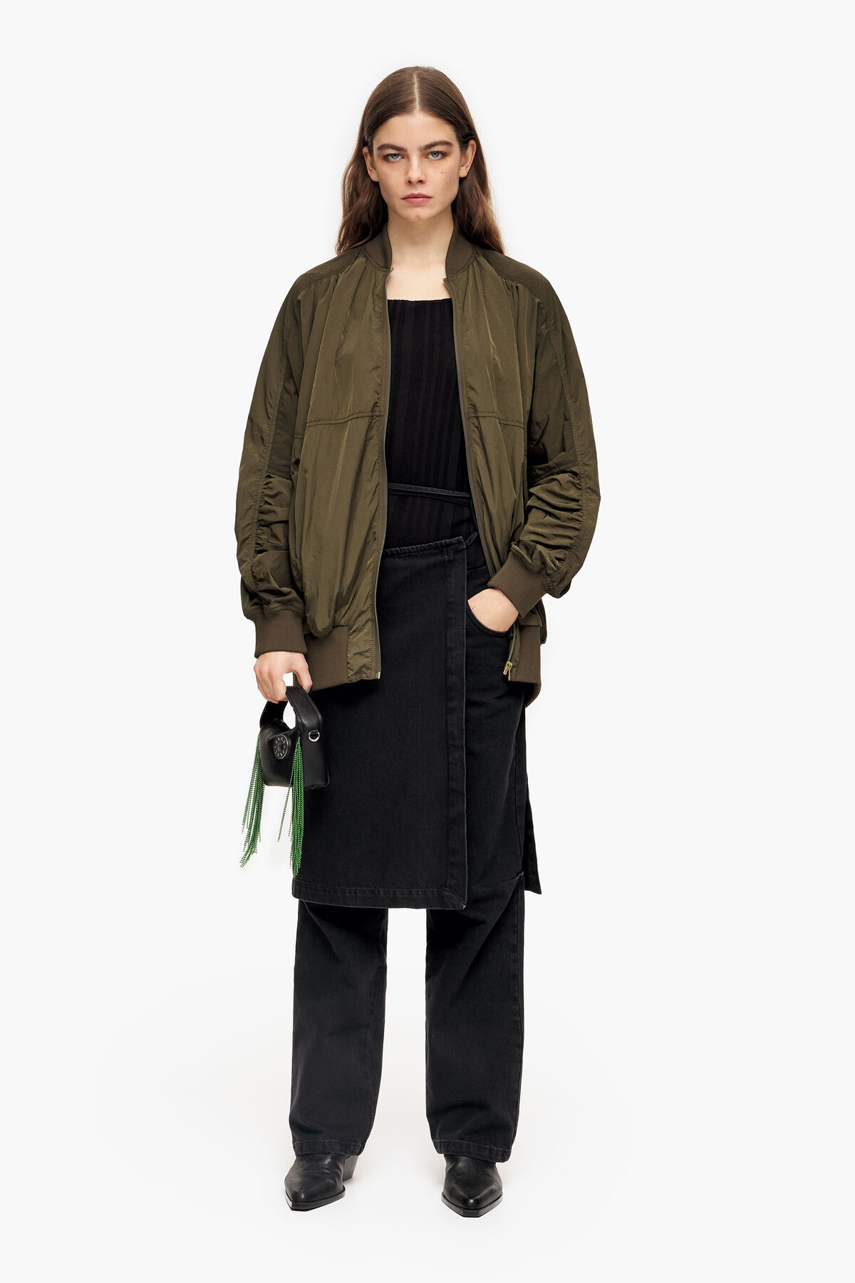 Conjunto denim falda pantalón negro lavado