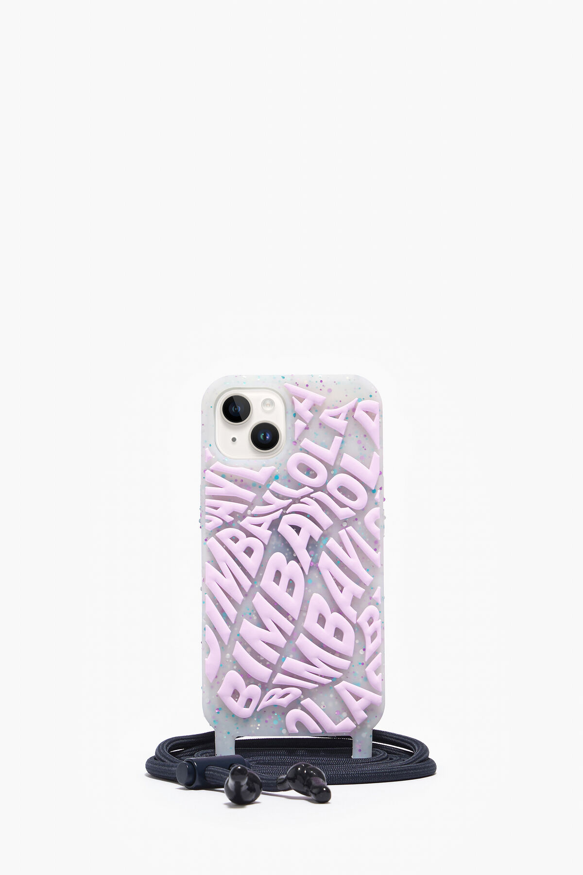 Funda iPhone 14 transparente logo lila
