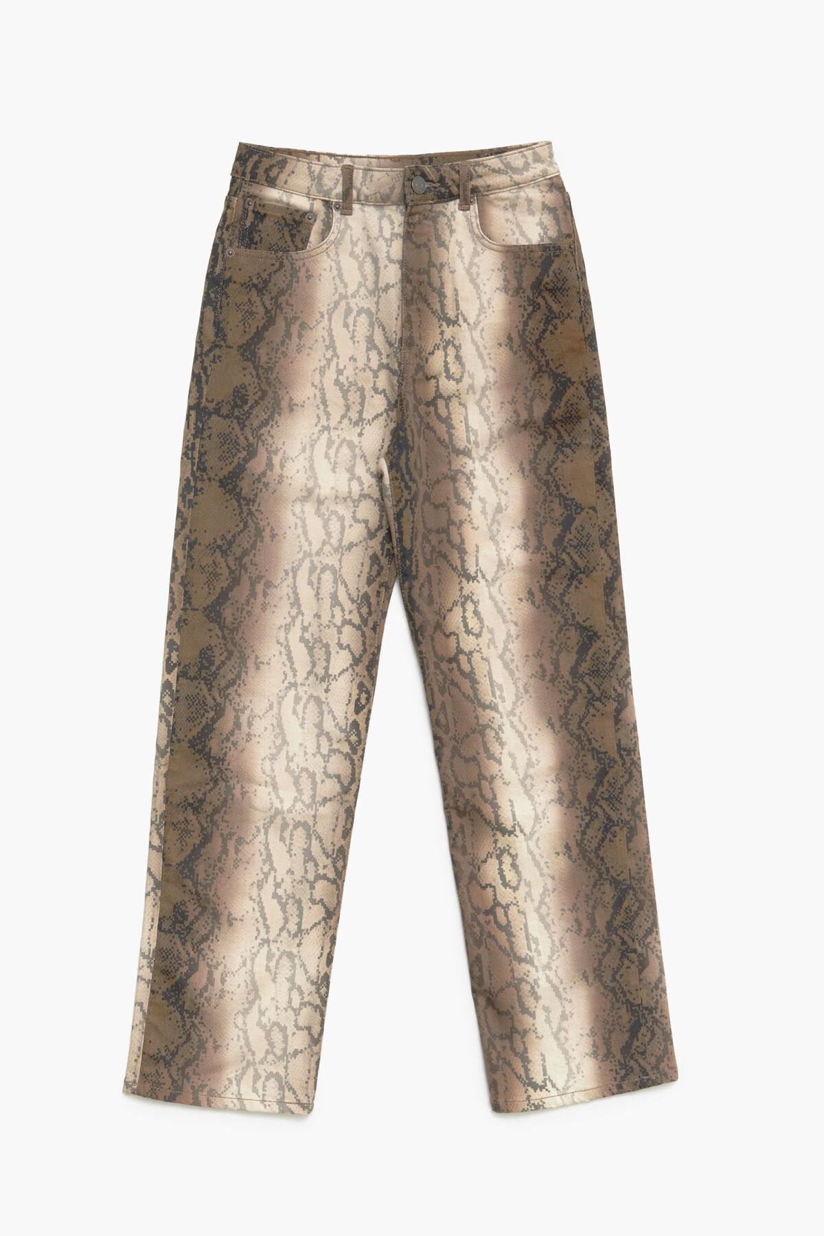 STRAIGHT CROPPED - Vaquero recto print Python Pixel caqui