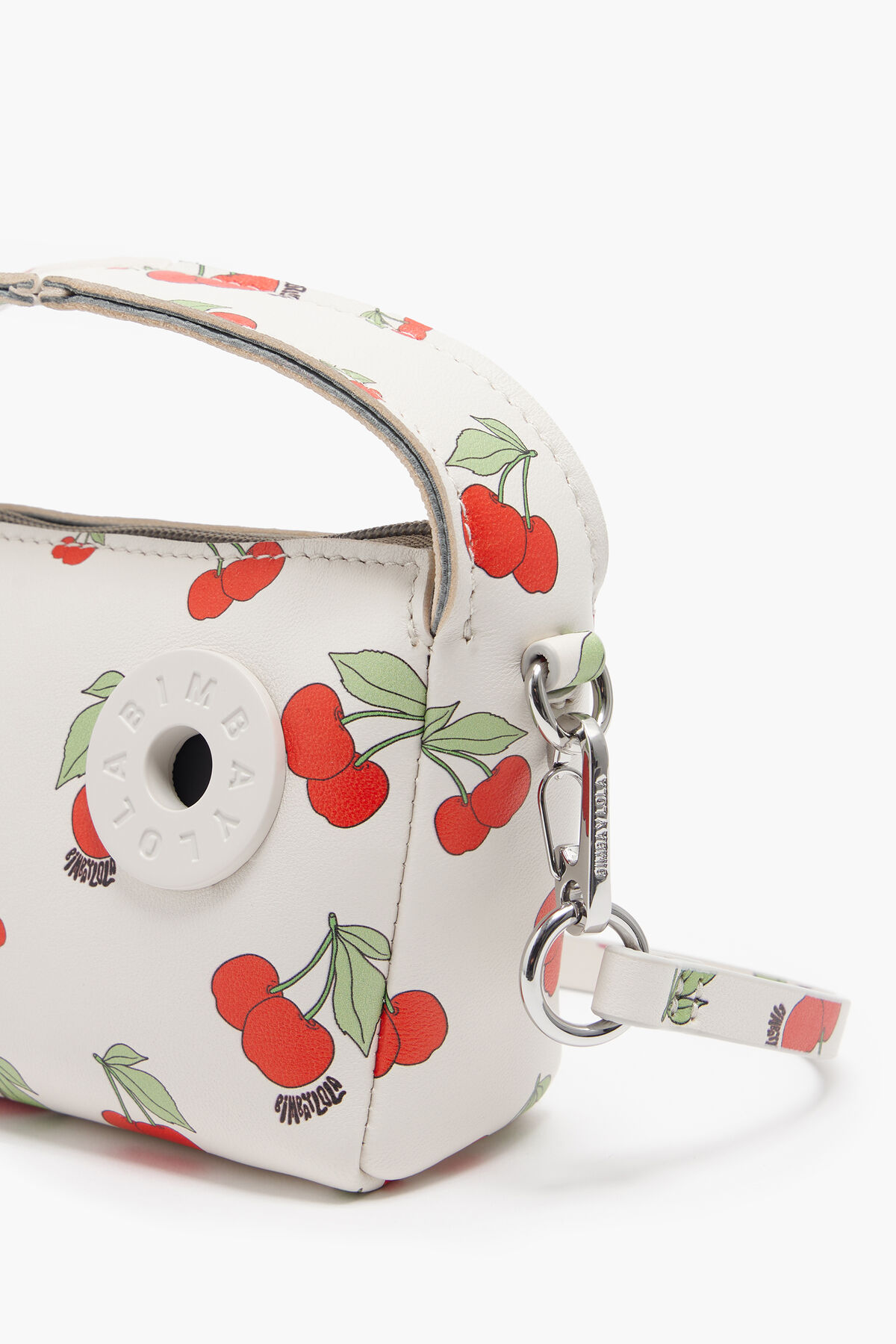 Bolso hobo XS piel print Cherries blanco