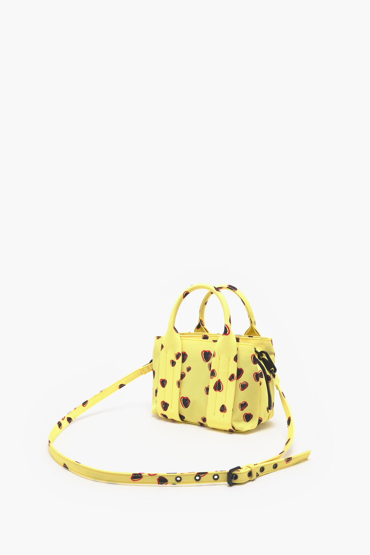 Bolso tote XS nylon print Small Hearts amarillo