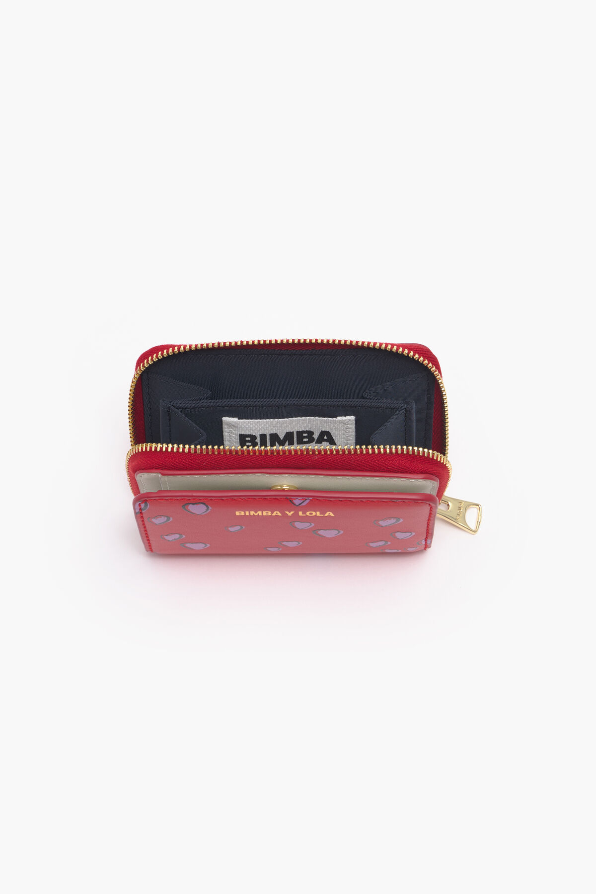 Cartera solapa piel print Small Hearts roja