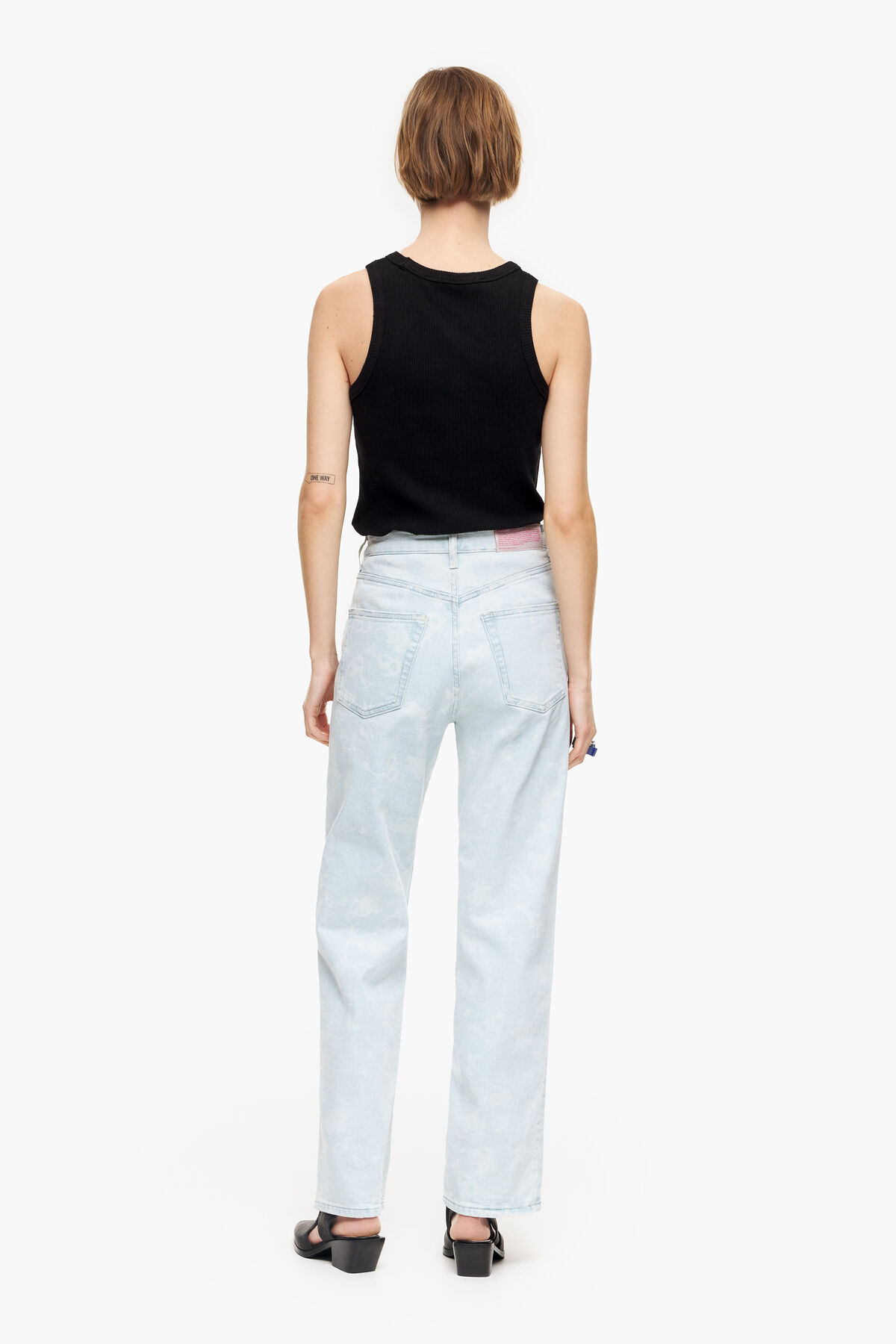 STRAIGHT CROPPED - Vaquero recto print Camouflage Panda azul lavado