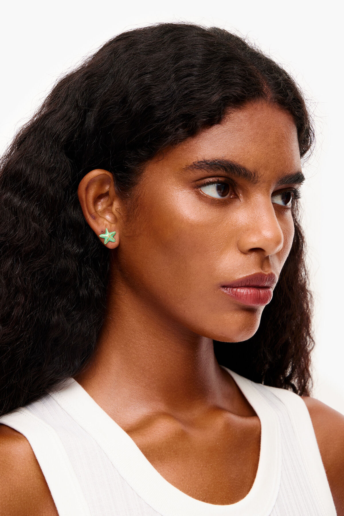 Pendientes pequeños estrella aguamarina