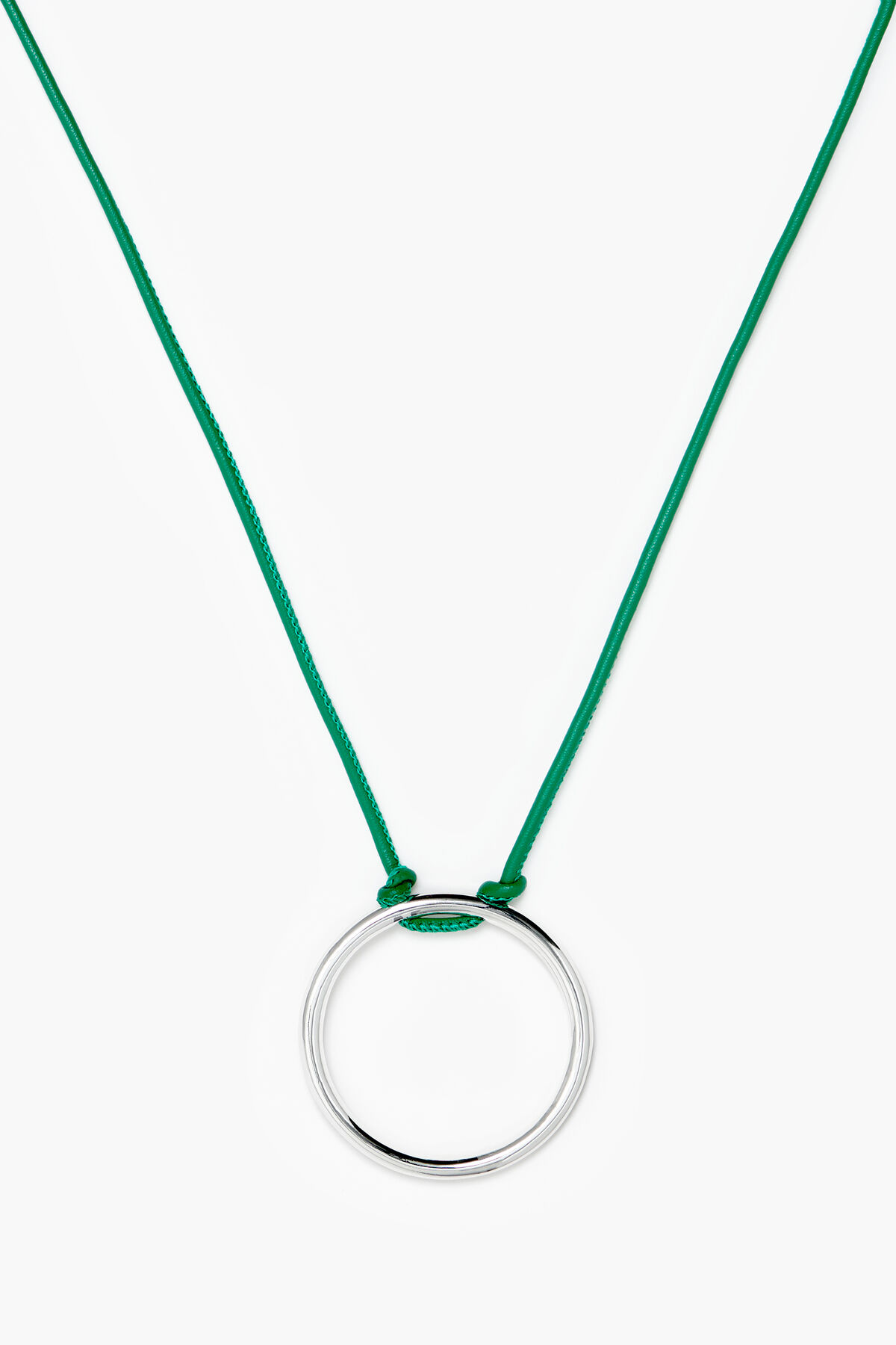 Collar largo aro cordón verde