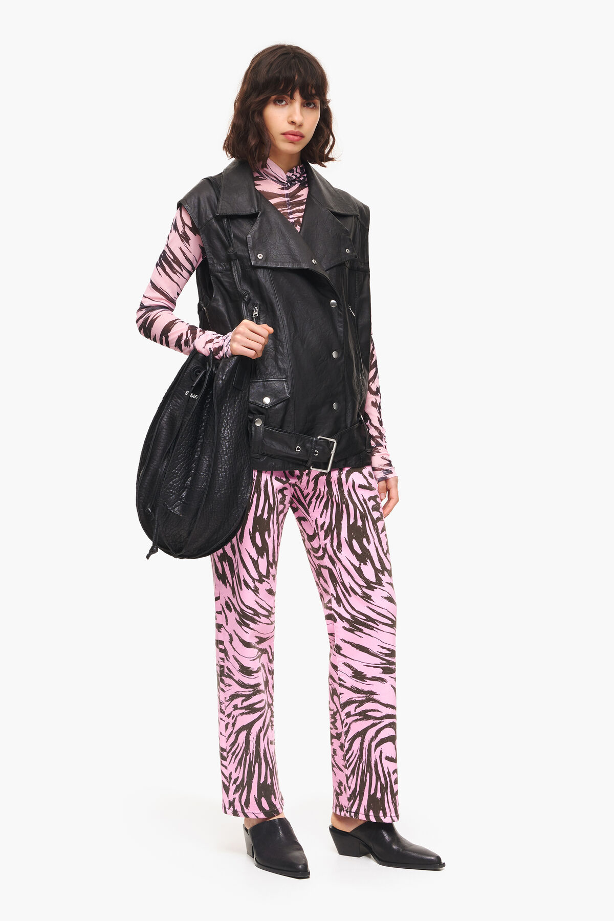 Chaleco biker piel negro