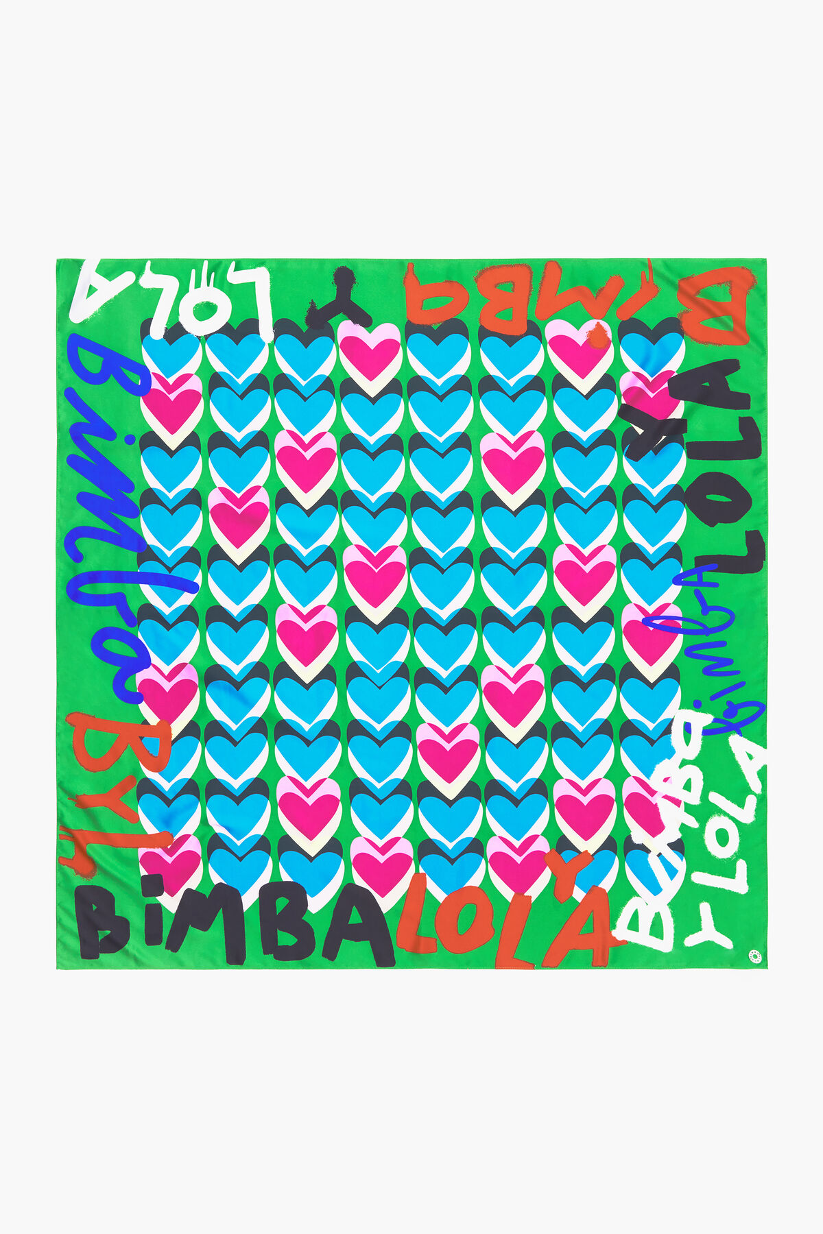 Pañuelo corazones logo grafiti verde