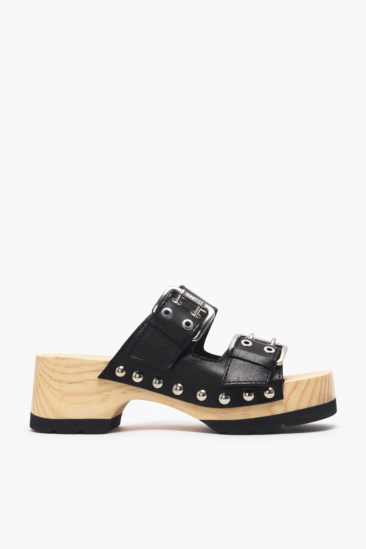 Sandalia tacón piel negra