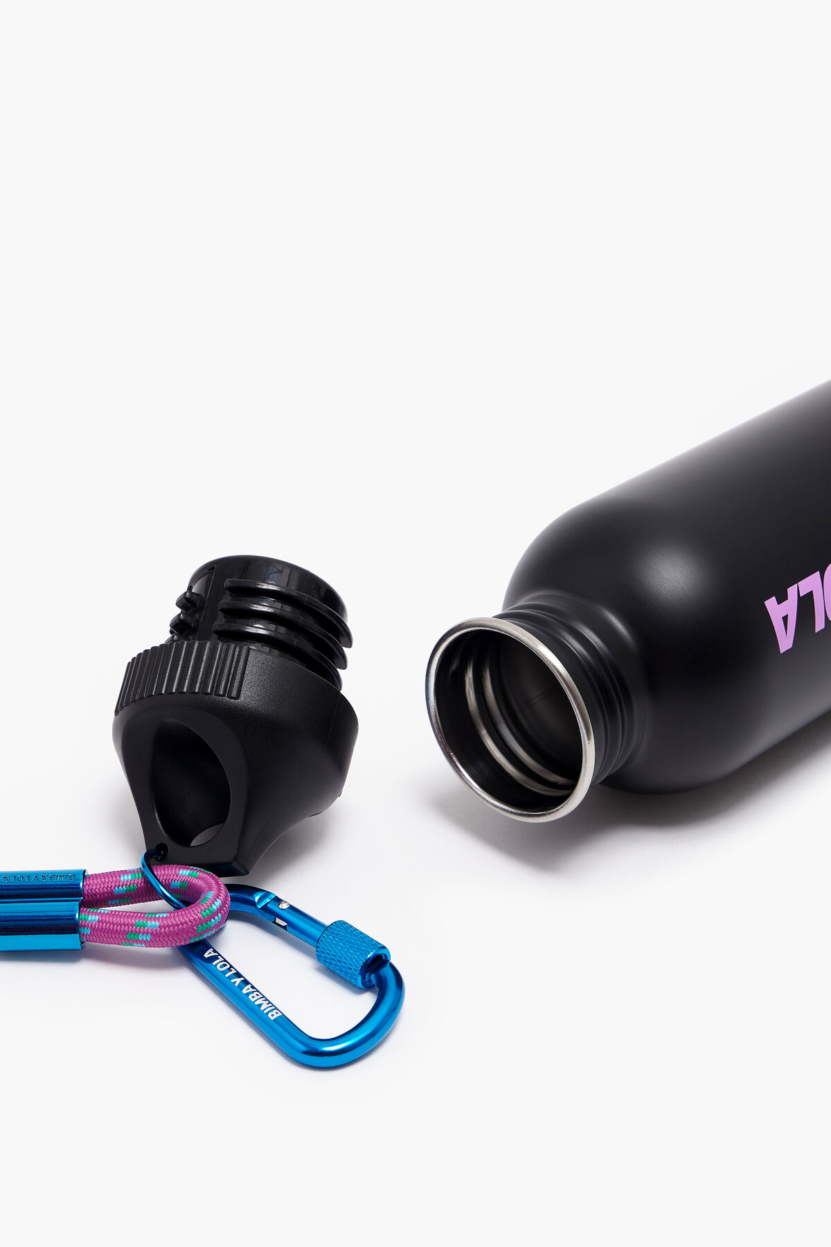 Botella acero inoxidable logo negra