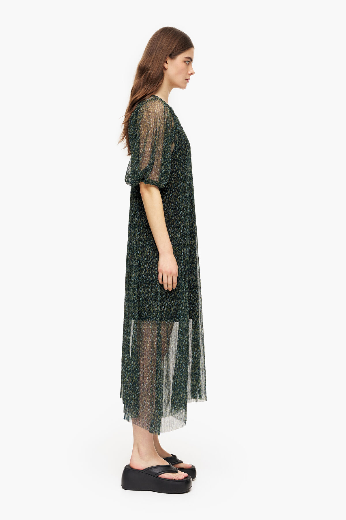 Vestido midi print Romantic Flowers verde