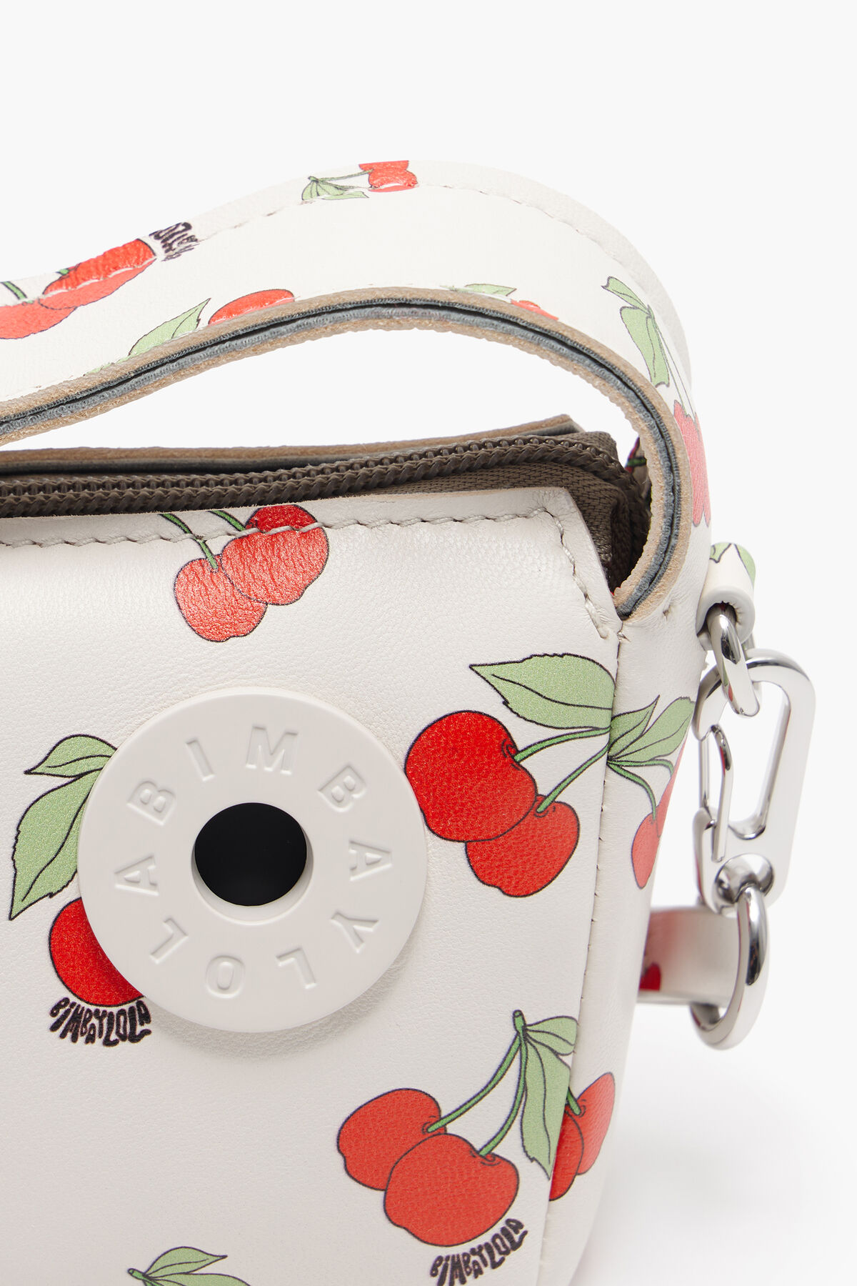 Bolso hobo XS piel print Cherries blanco